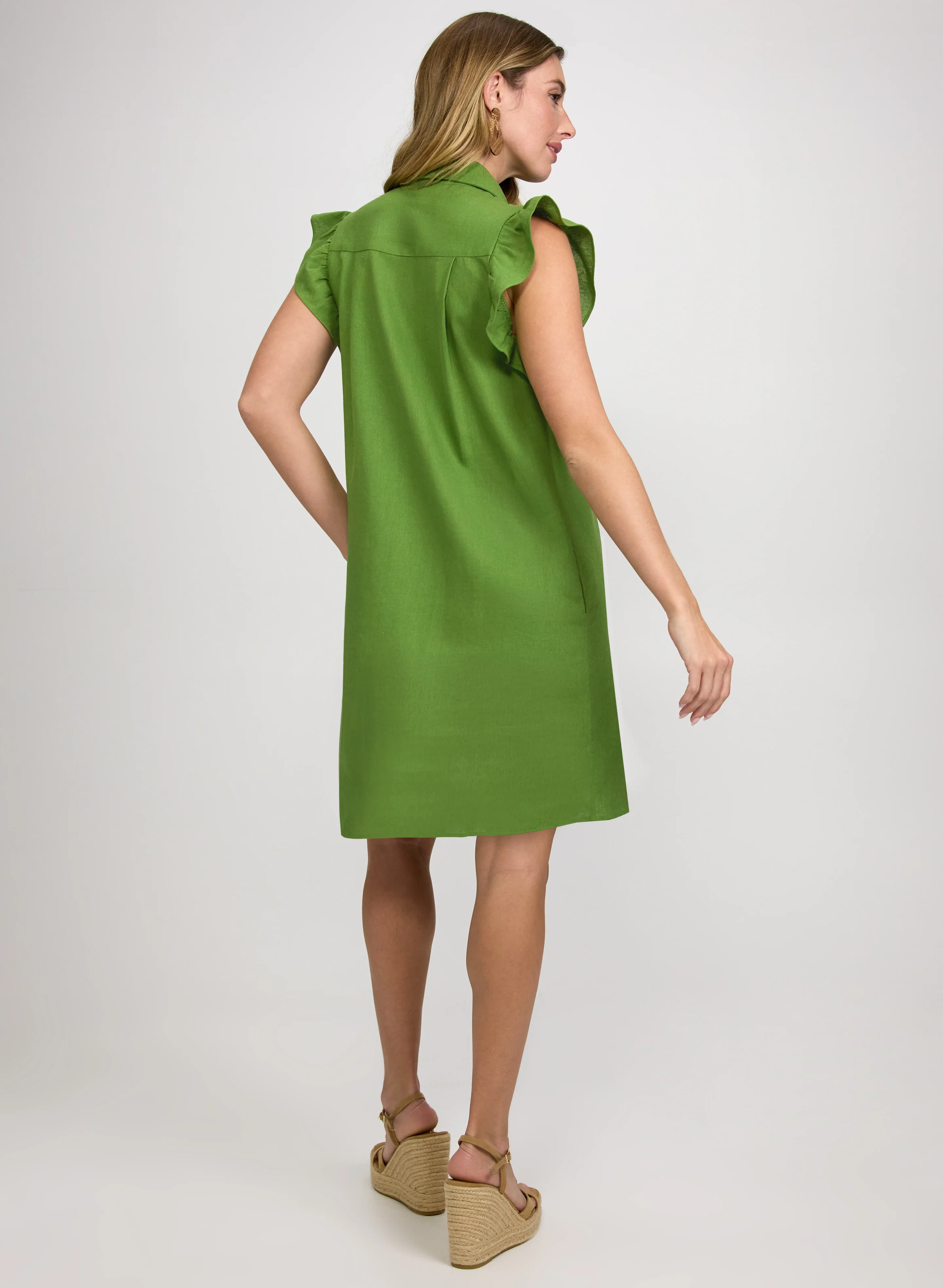Linen-Blend Button-Down Dress - Image 3