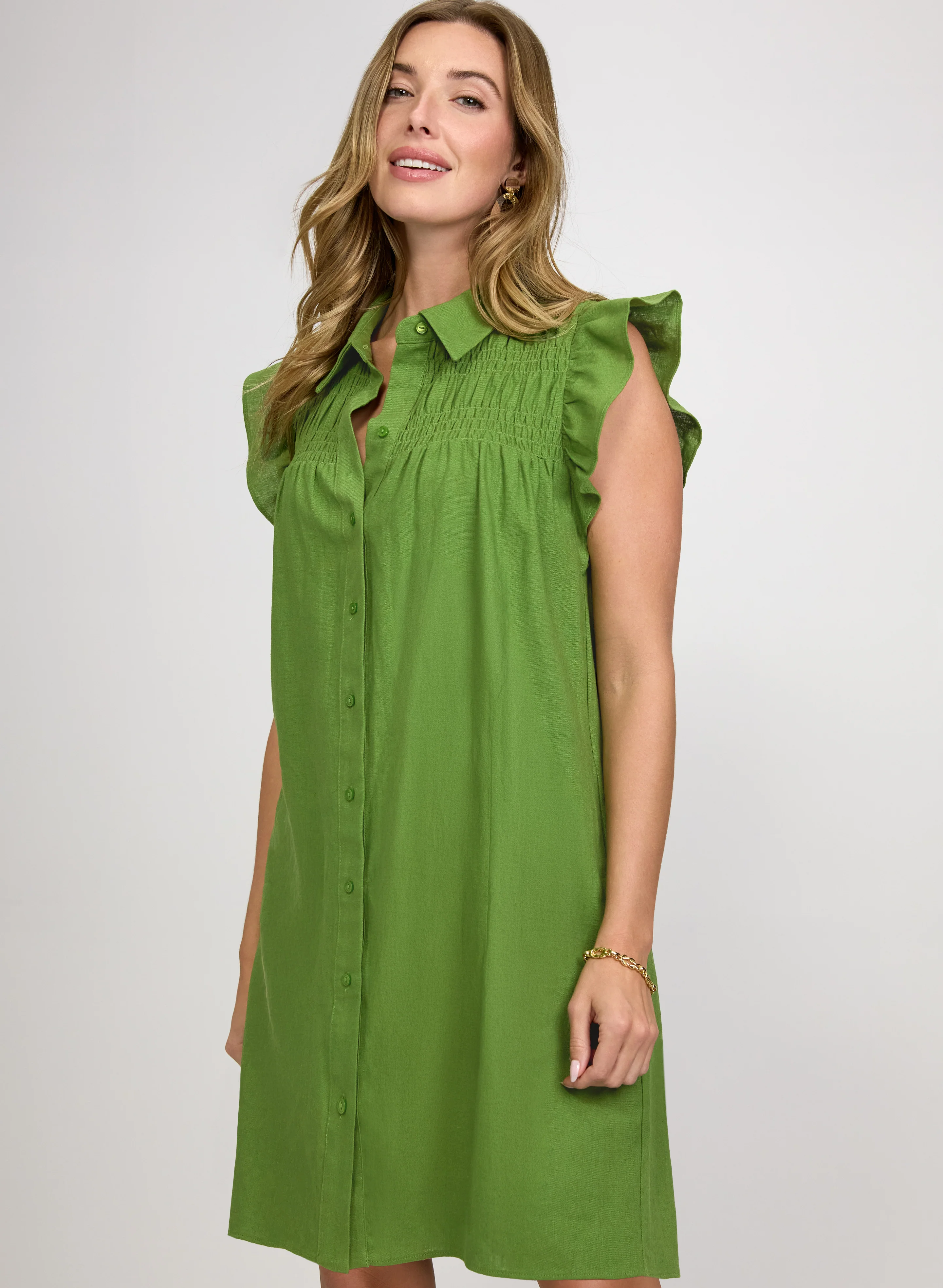 Linen-Blend Button-Down Dress - Image 4