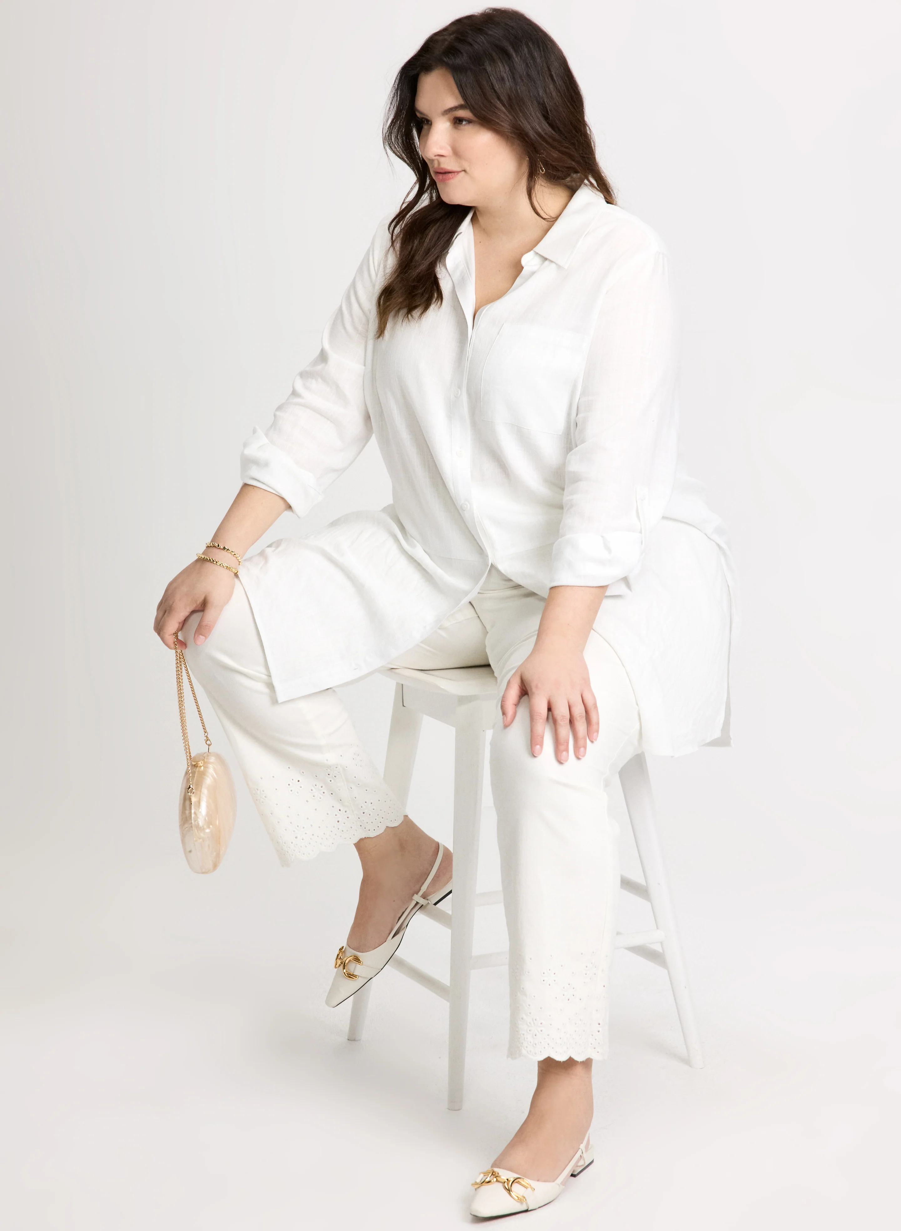 Linen Blend Button-Down Tunic - Image 4
