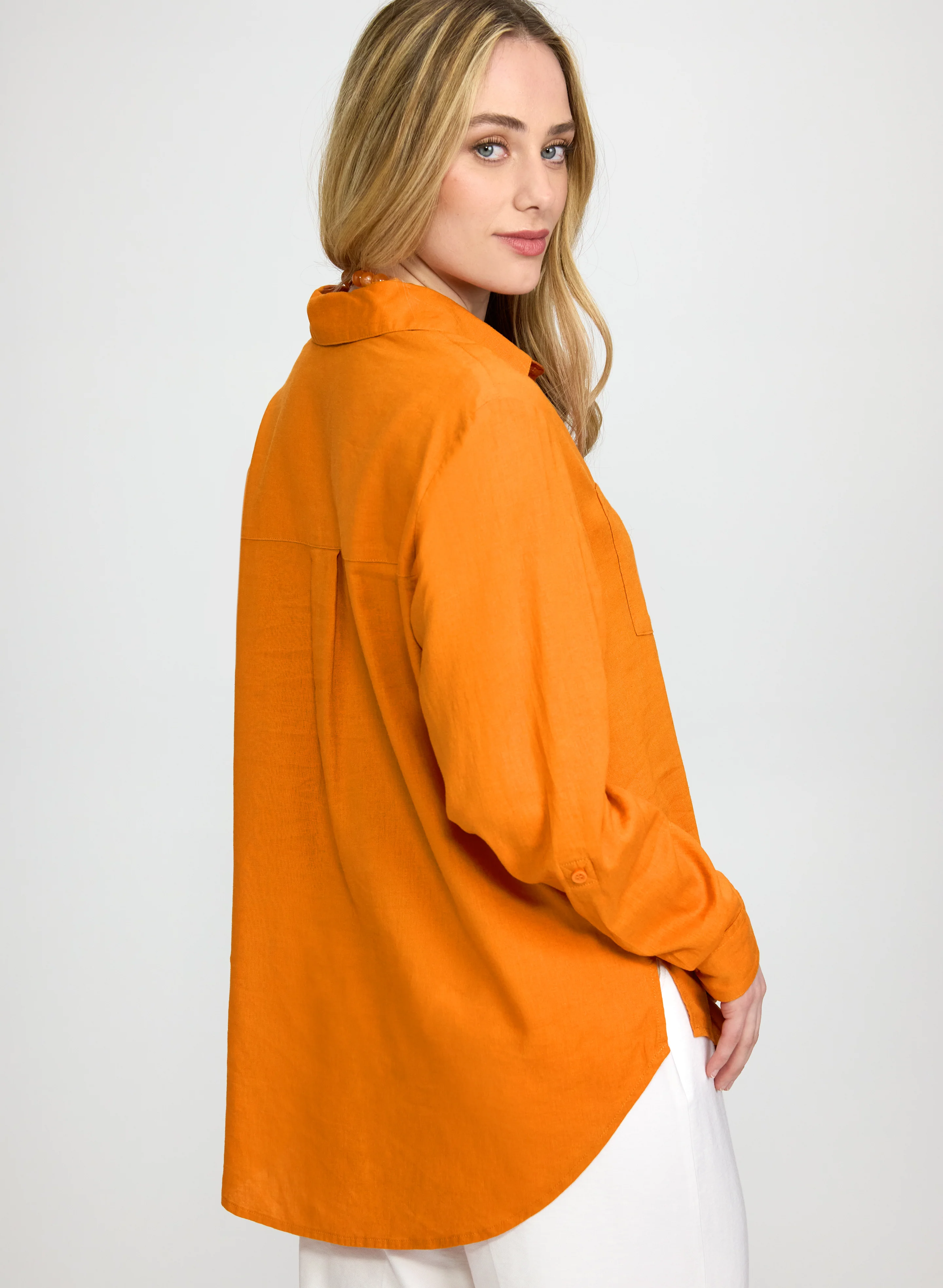 Linen-Blend Button-Down Blouse - Image 2