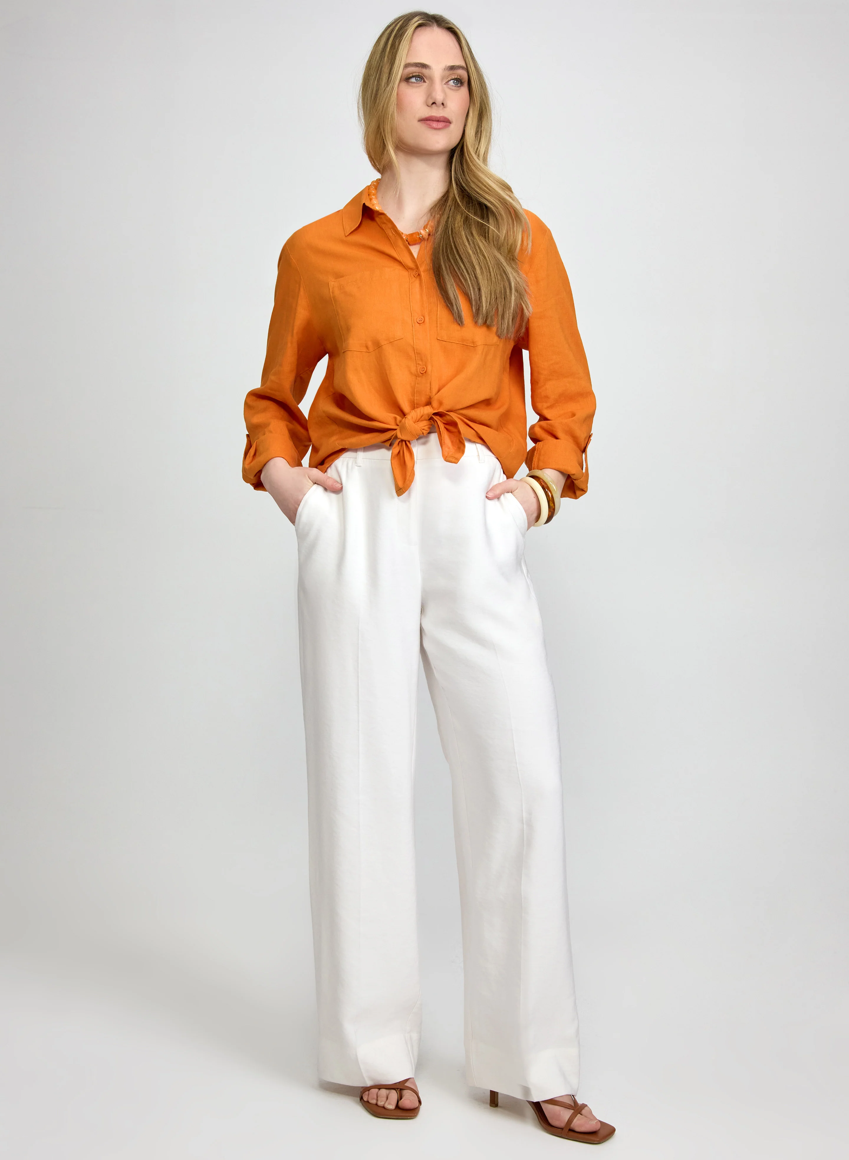Linen-Blend Button-Down Blouse - Image 3