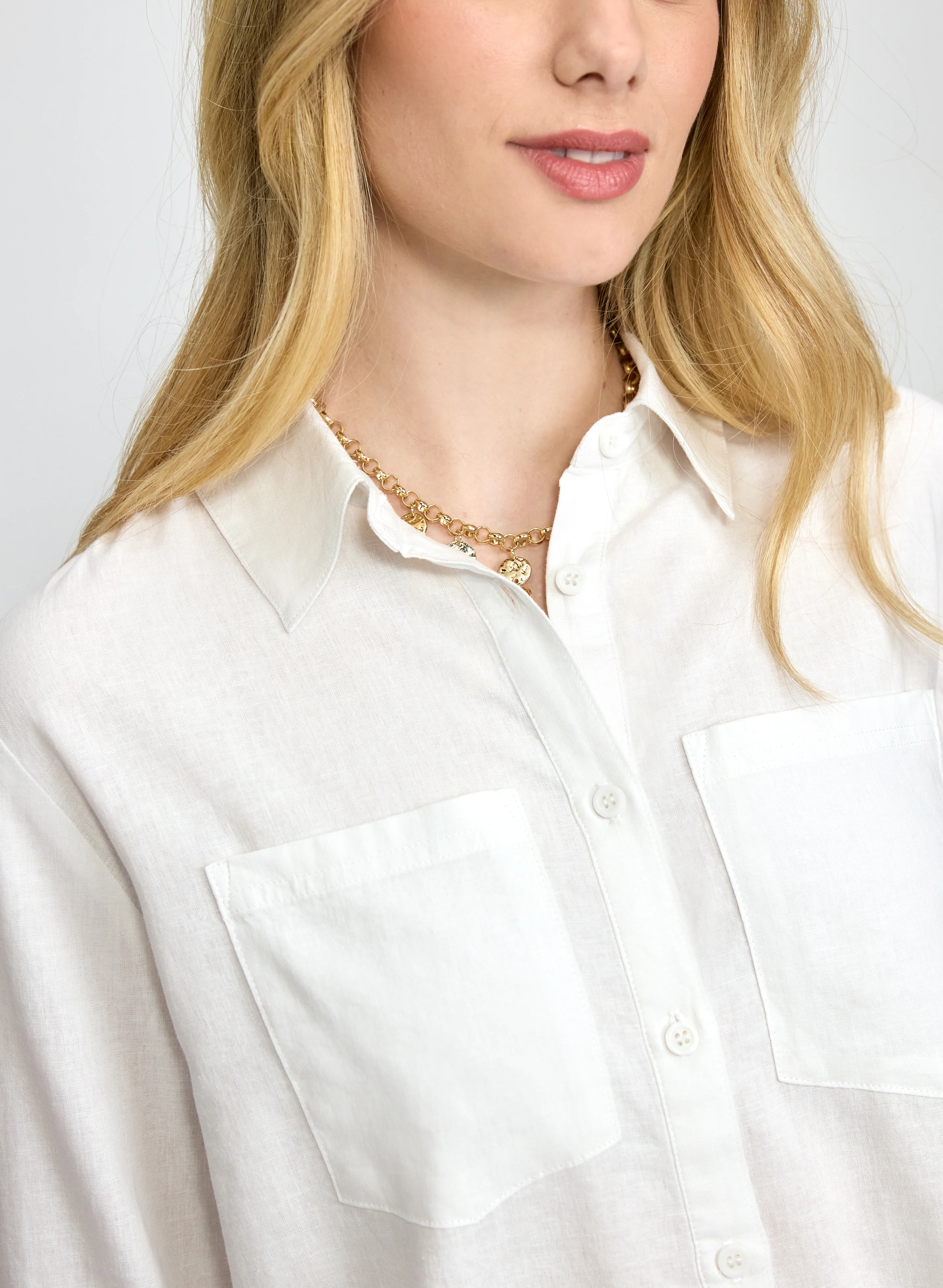 Linen-Blend Button-Down Blouse - Image 5