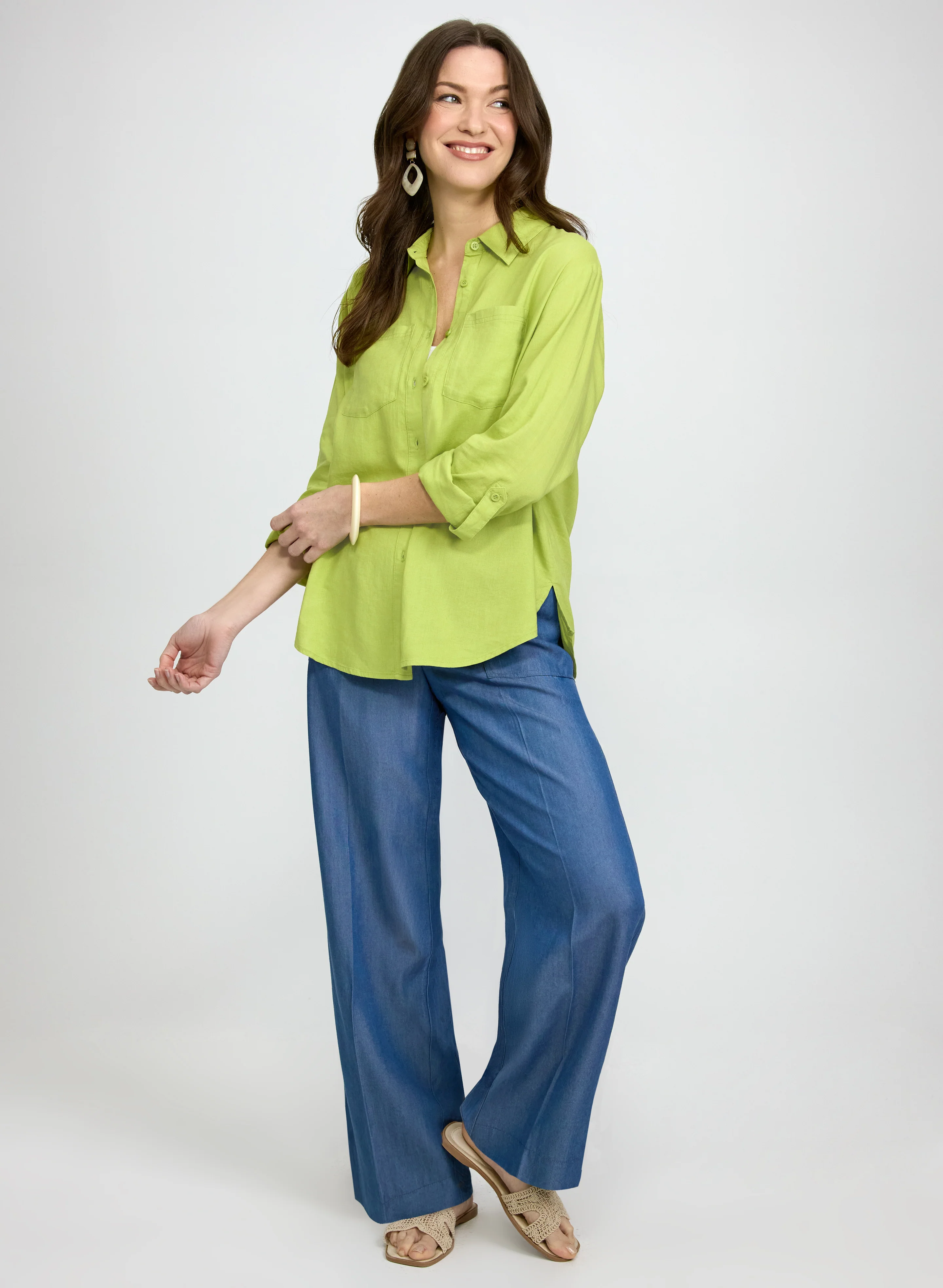 Linen-Blend Button-Down Blouse - Image 3