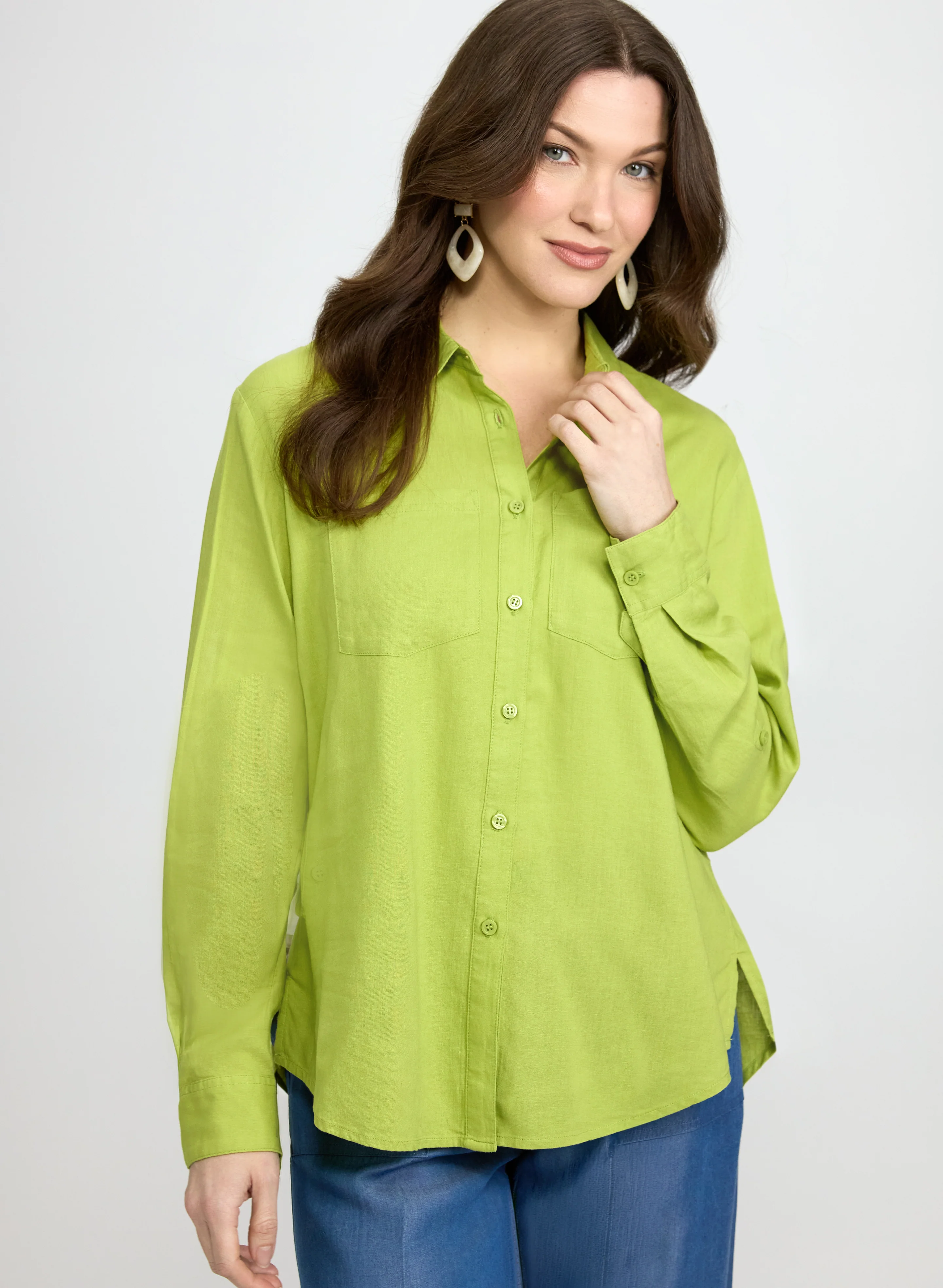 Linen-Blend Button-Down Blouse - Image 4