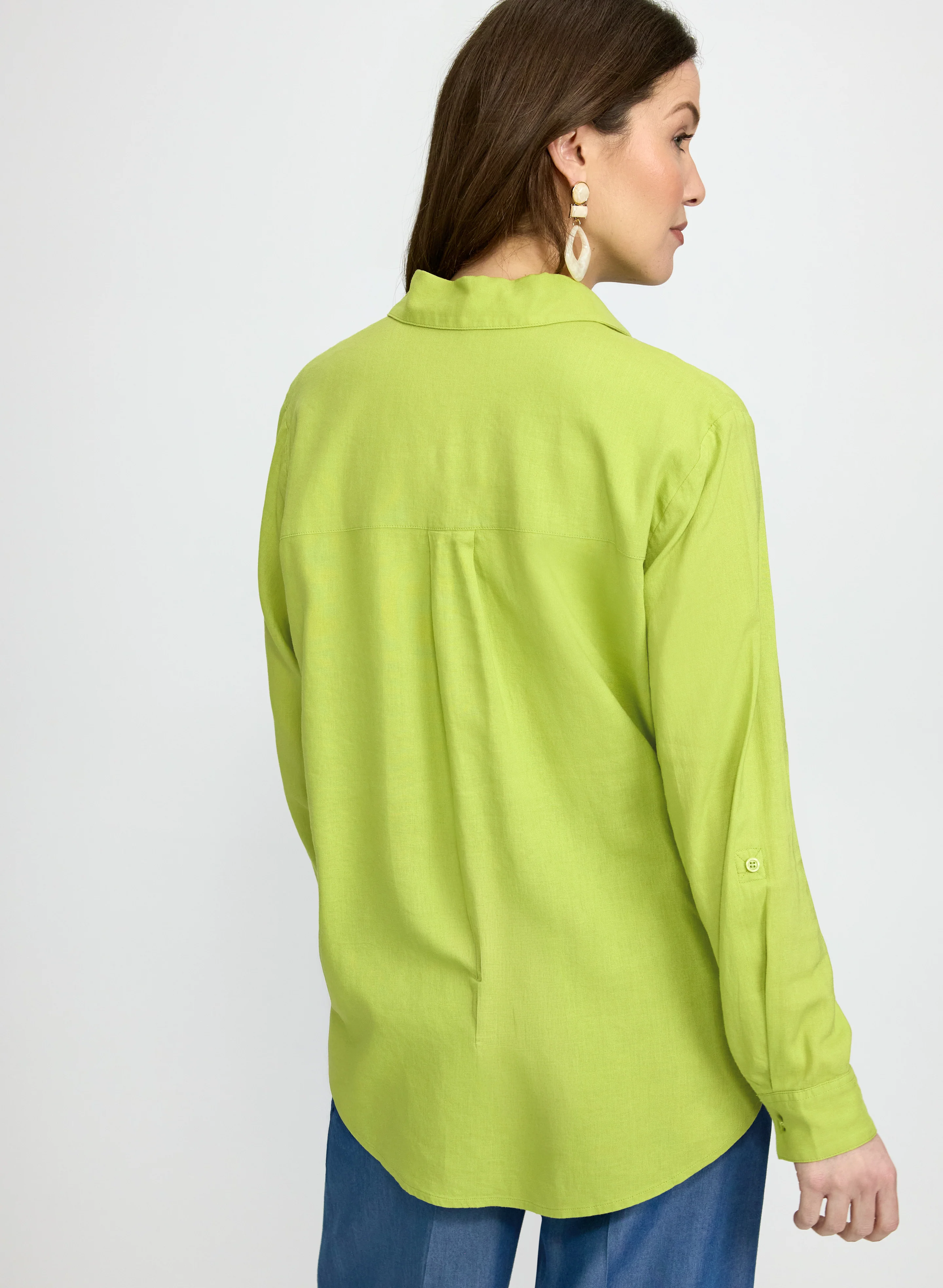 Linen-Blend Button-Down Blouse - Image 6