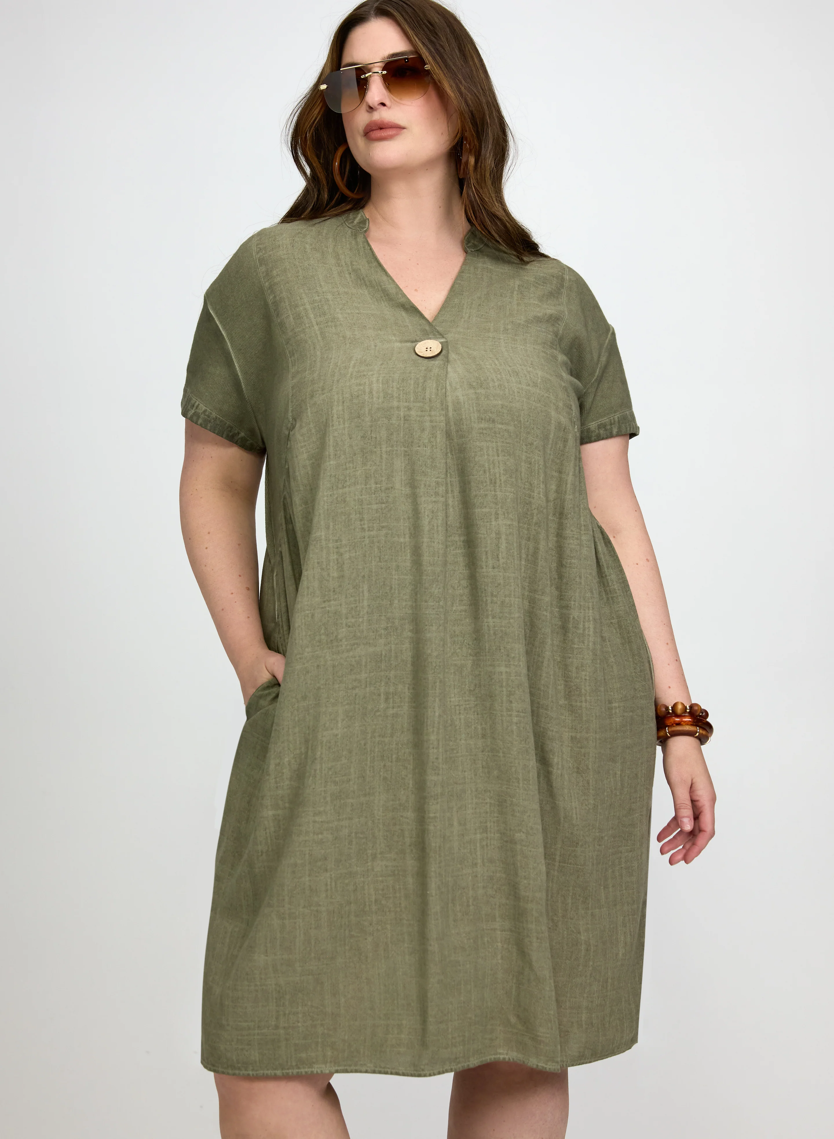 Linen-Blend Pocket Dress - Image 2