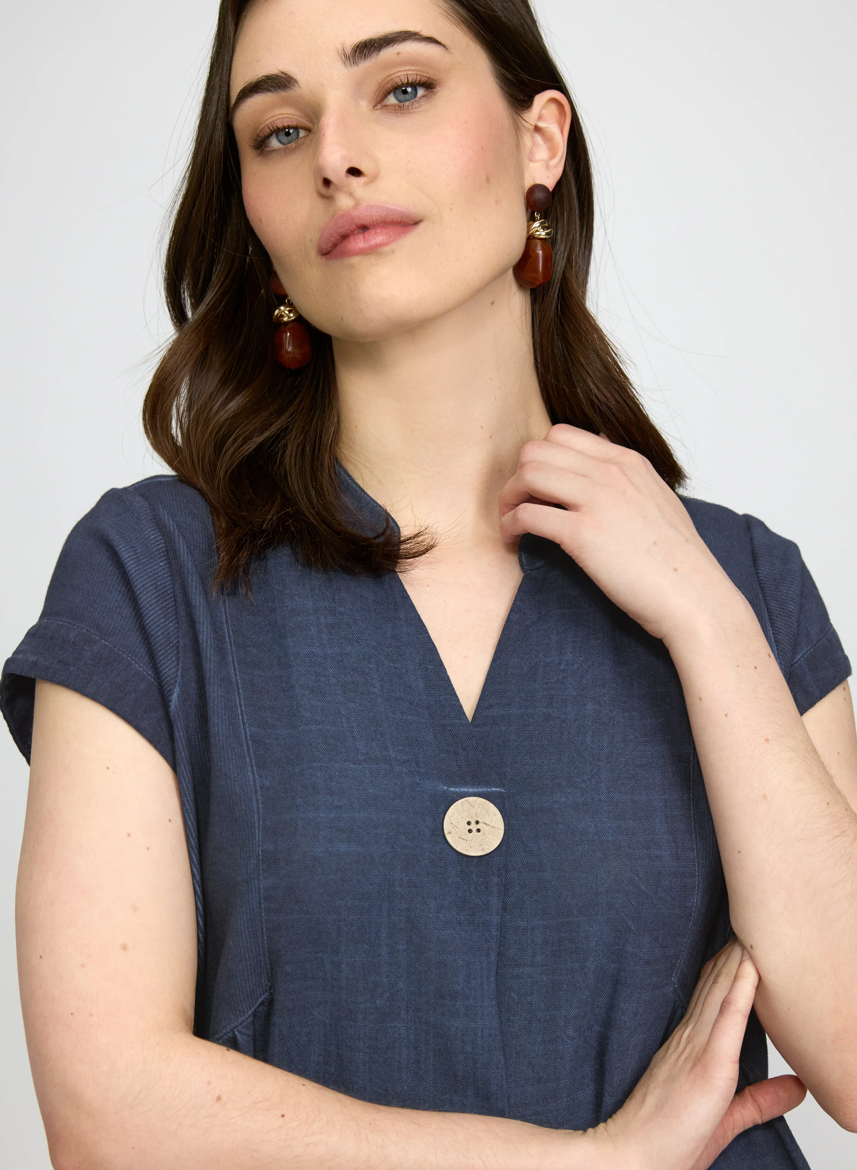 Linen-Blend Pocket Dress - Image 2
