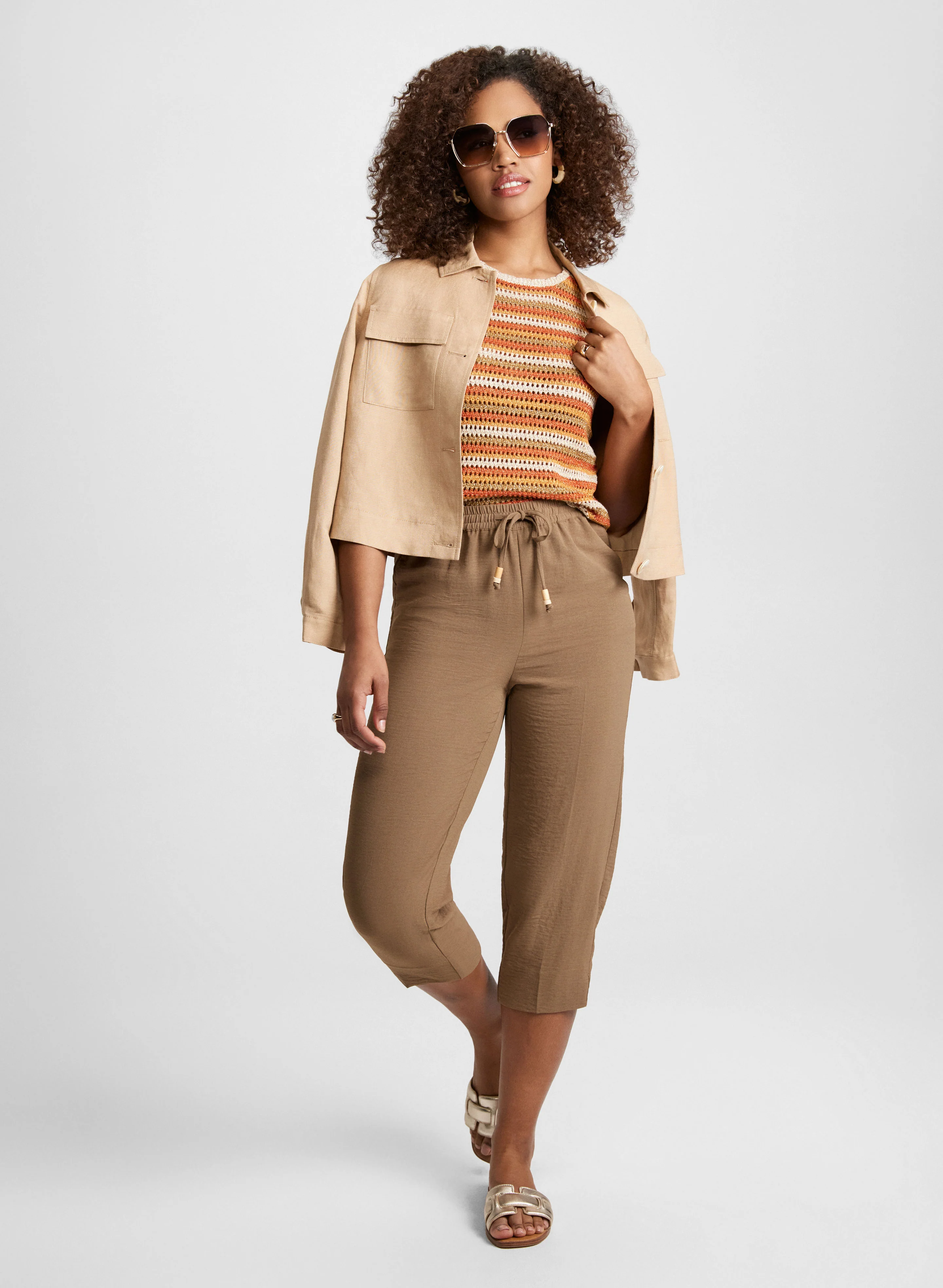 Linen Blend Shacket & Drawstring Capris - Image 2
