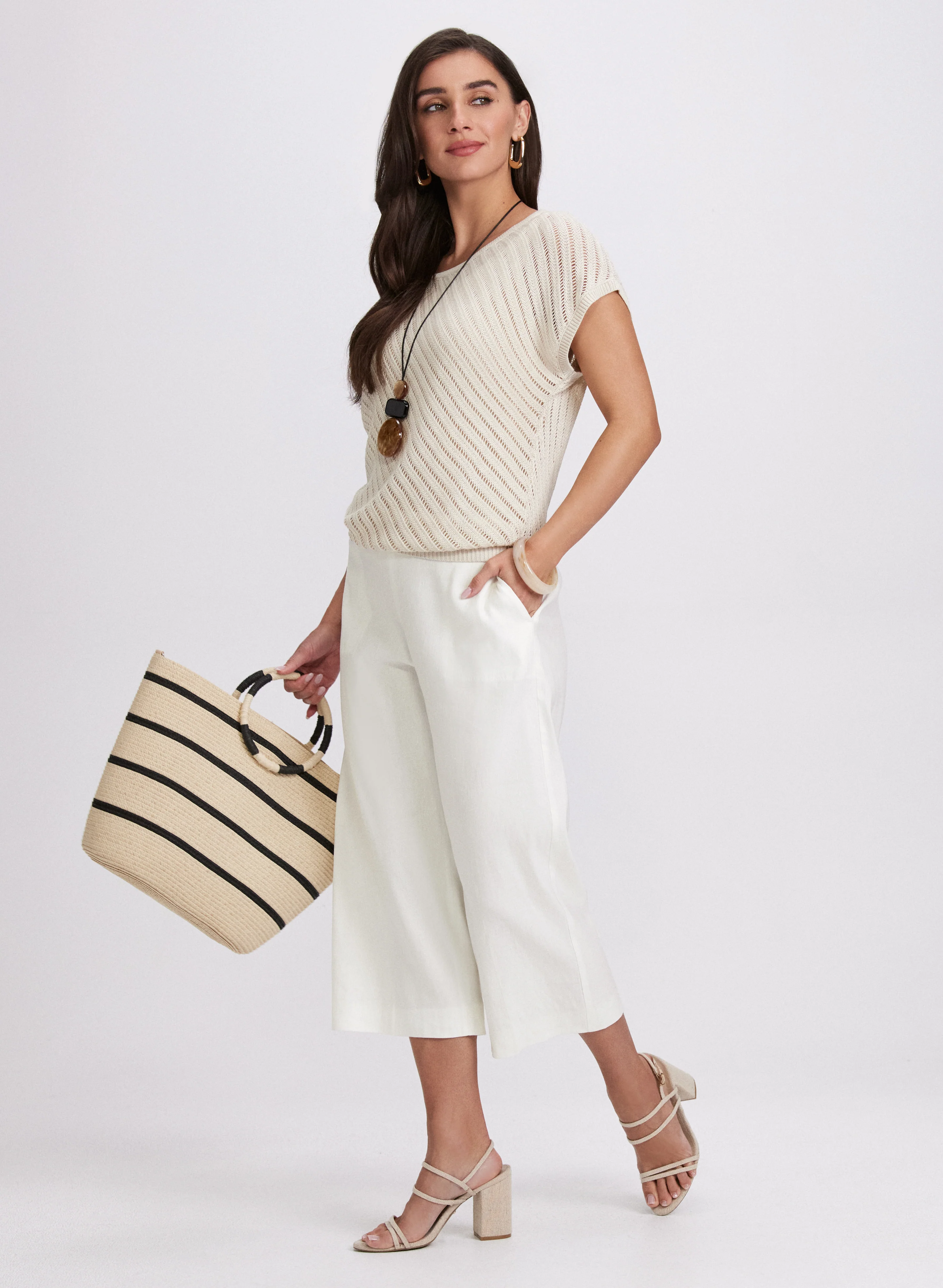 Linen-Blend Wide-Leg Capris - Image 5