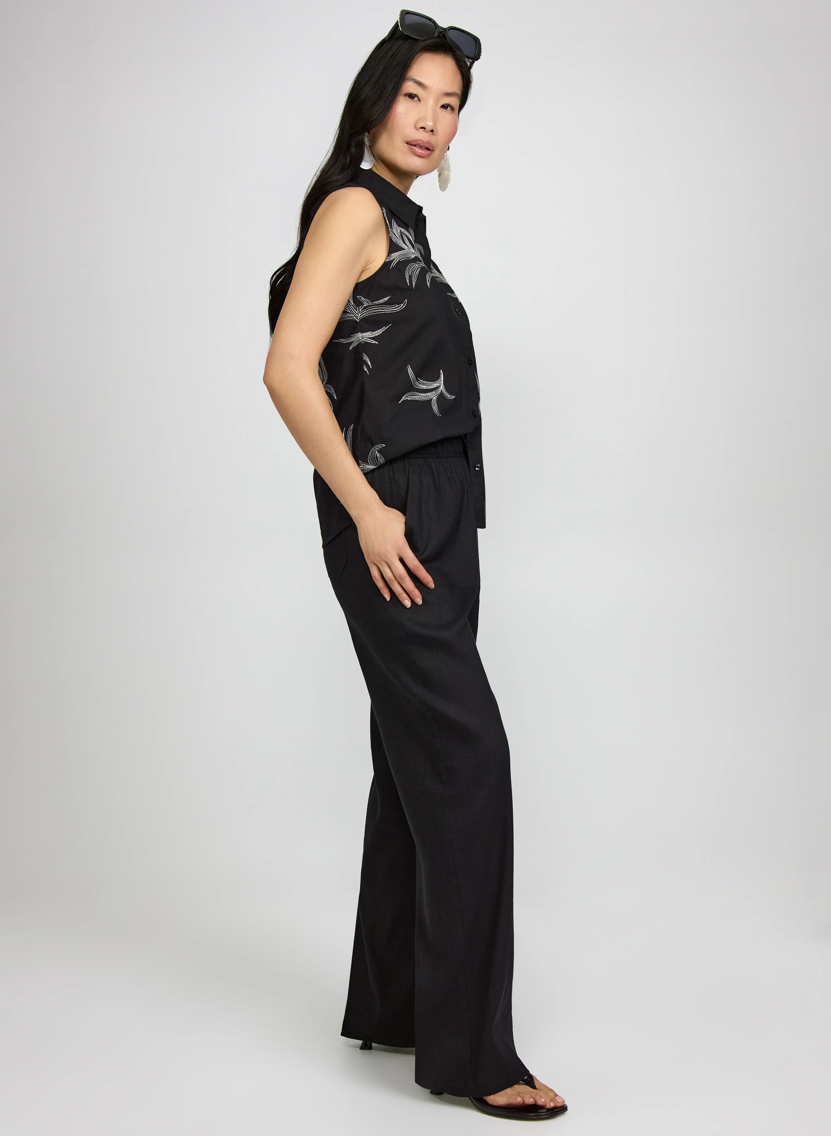 Linen-Blend Wide-Leg Pants - Image 5