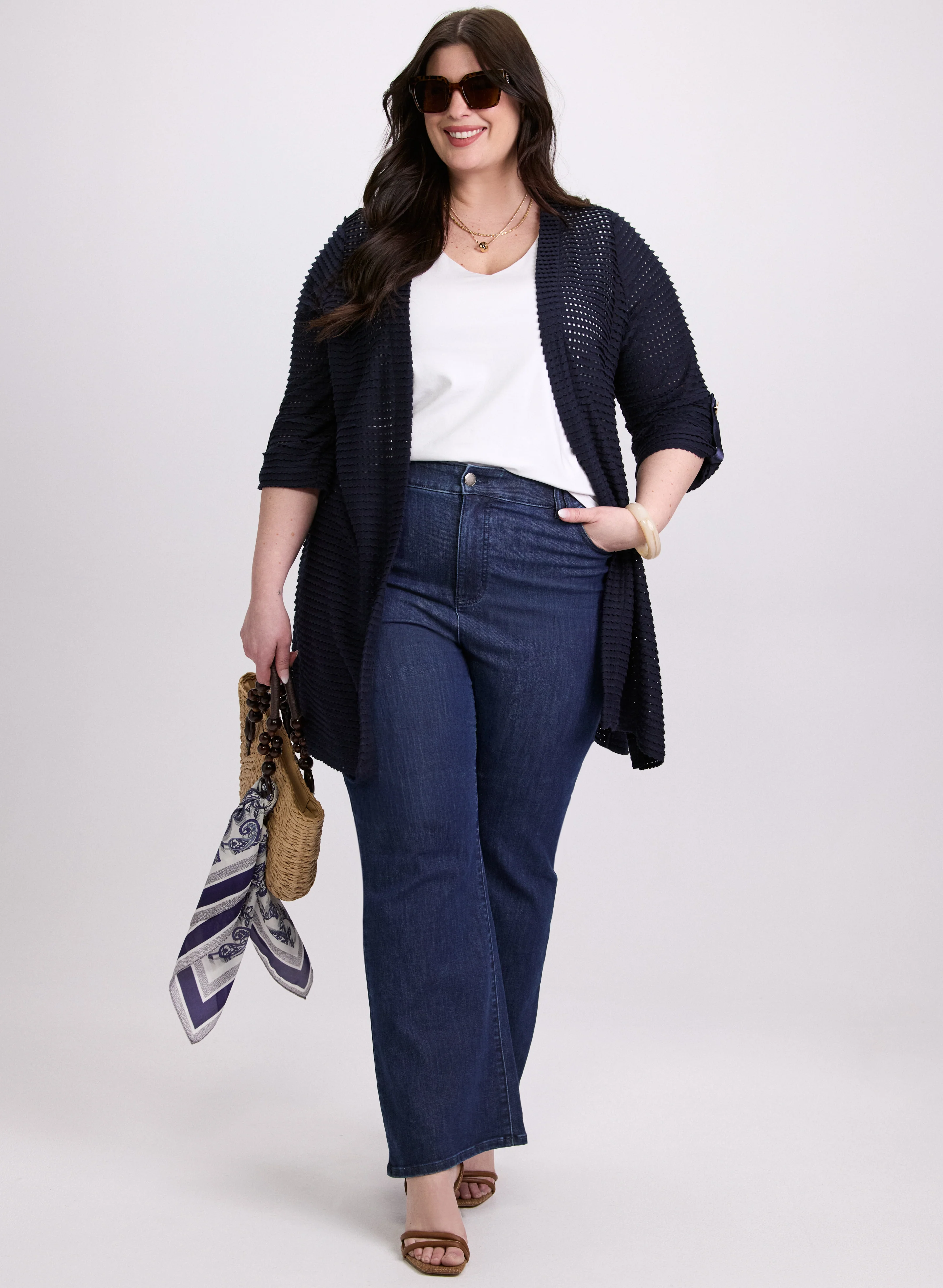 Long Open Knit Cardigan - Image 3
