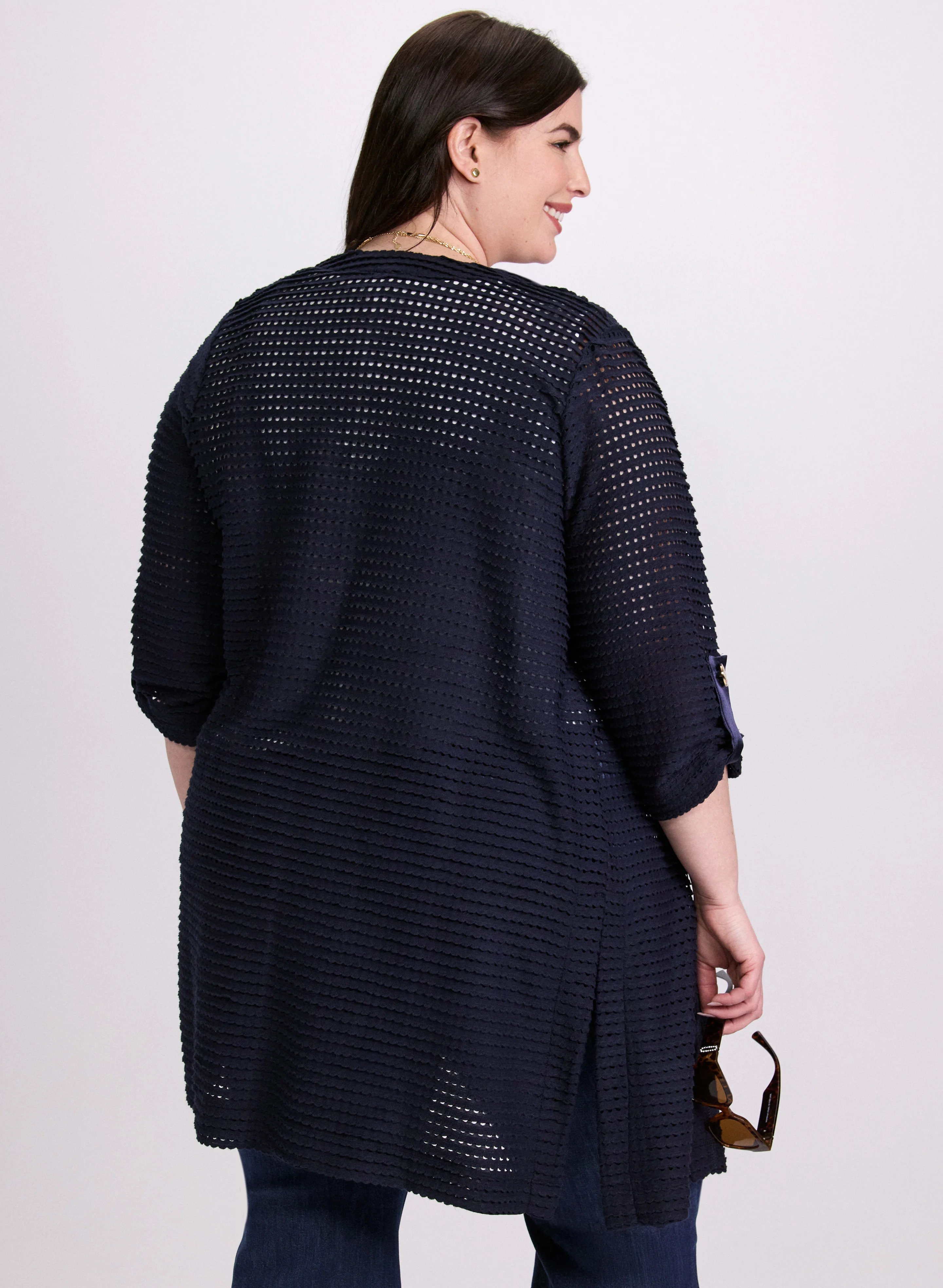Long Open Knit Cardigan - Image 4