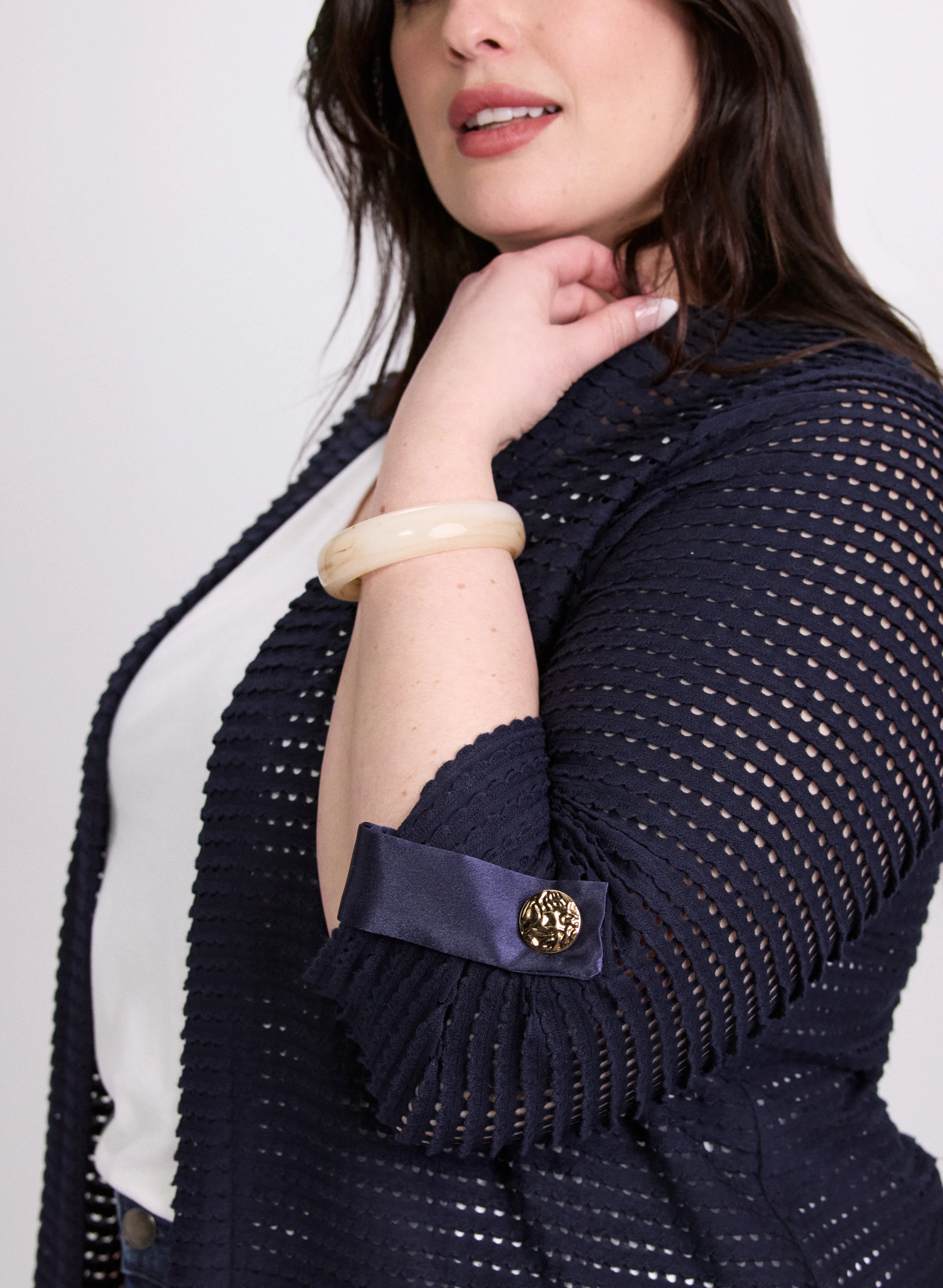 Long Open Knit Cardigan - Image 5
