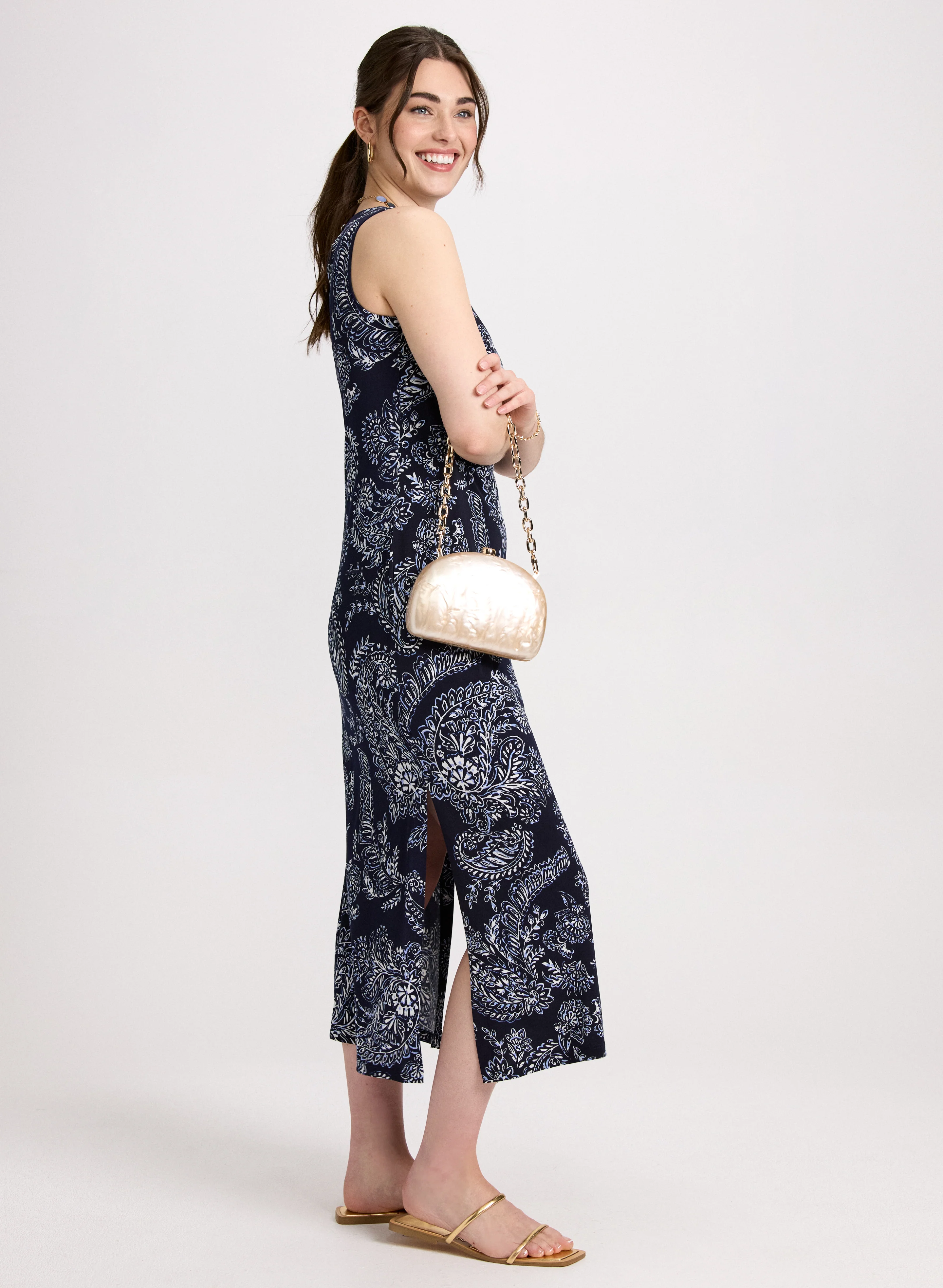 Long Paisley Print Dress - Image 3