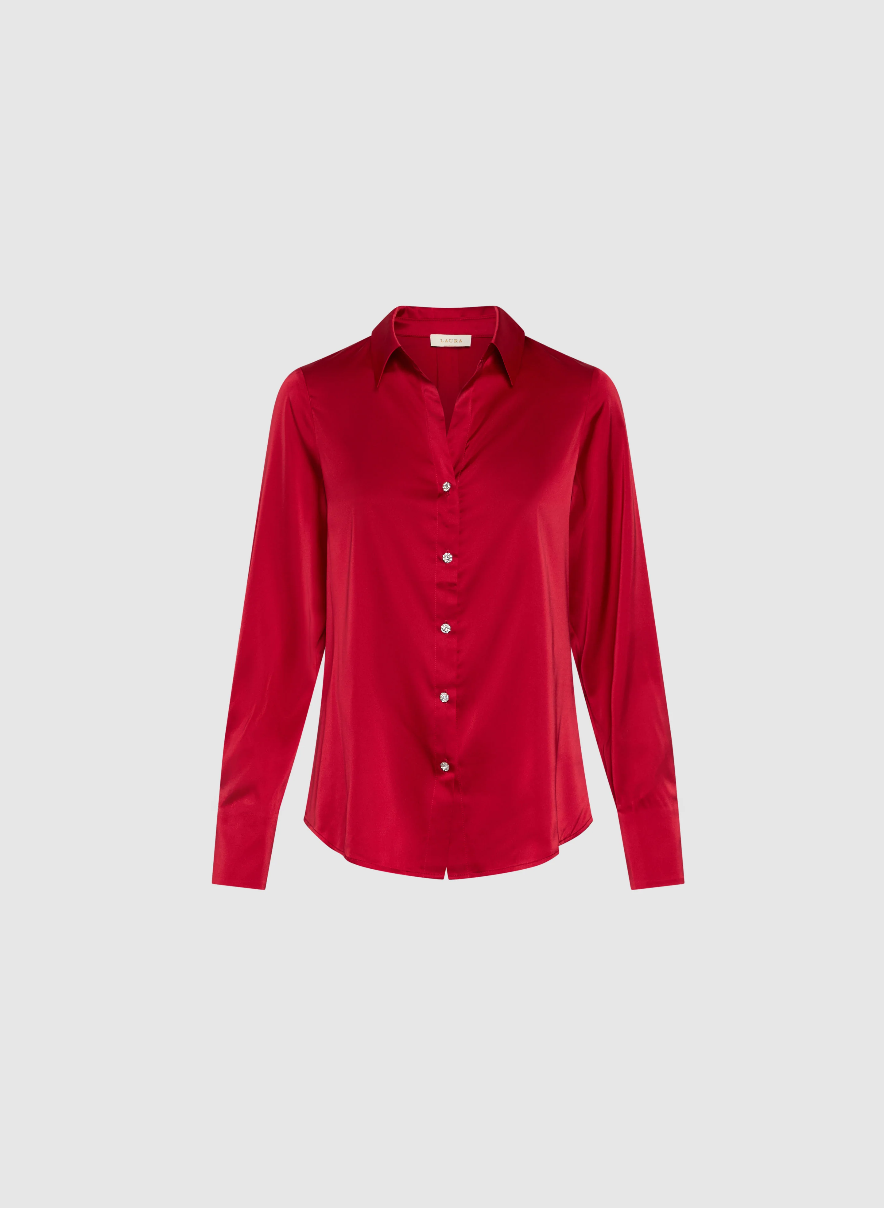 Satin Rhinestone Button Blouse - Image 6