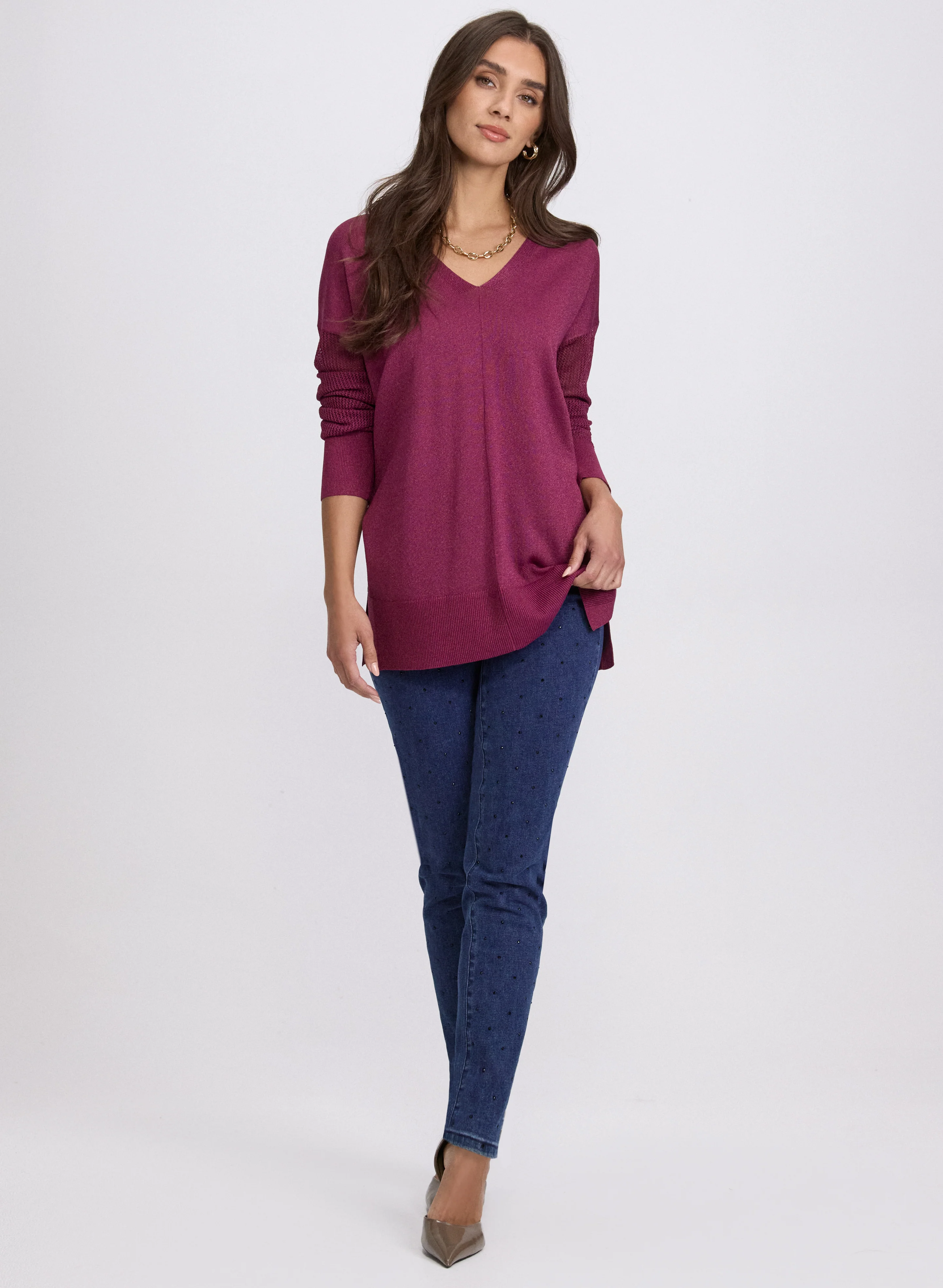 Lurex V-Neck Sweater - Image 3