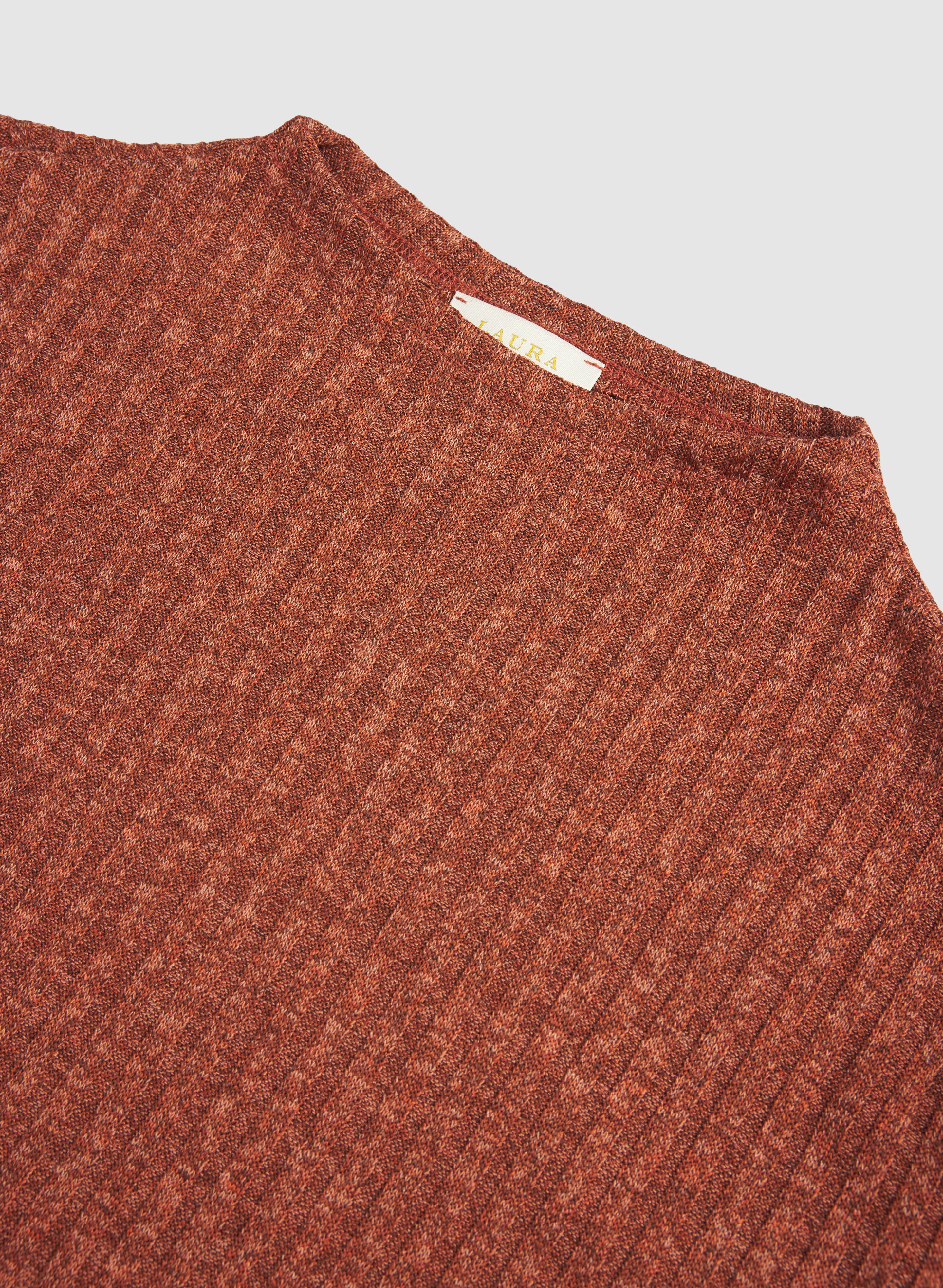Melange Knit Funnel Neck Top - Image 7
