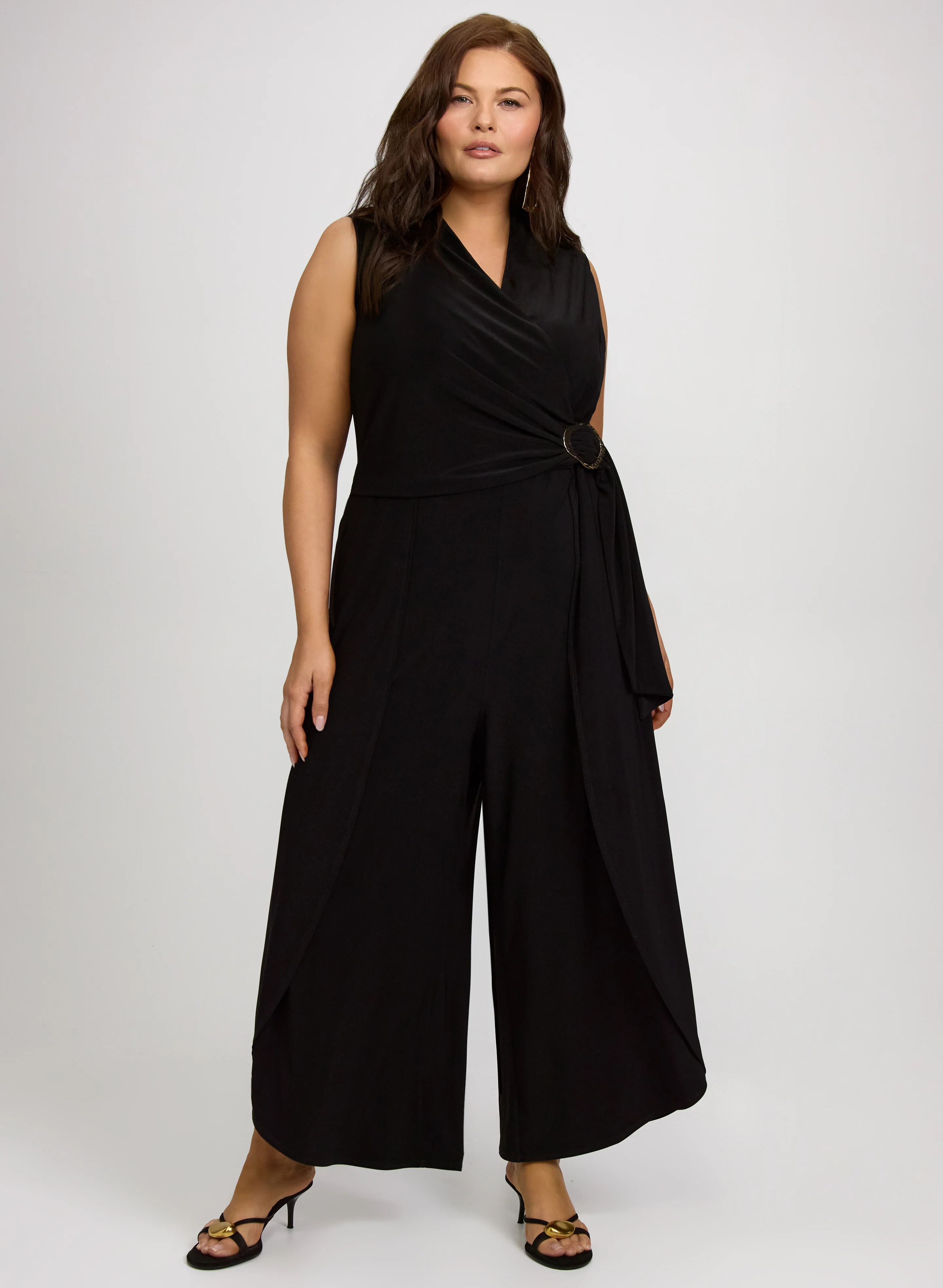 Melanie Lyne - Brooch Fastened Wrap-Over Jumpsuit
