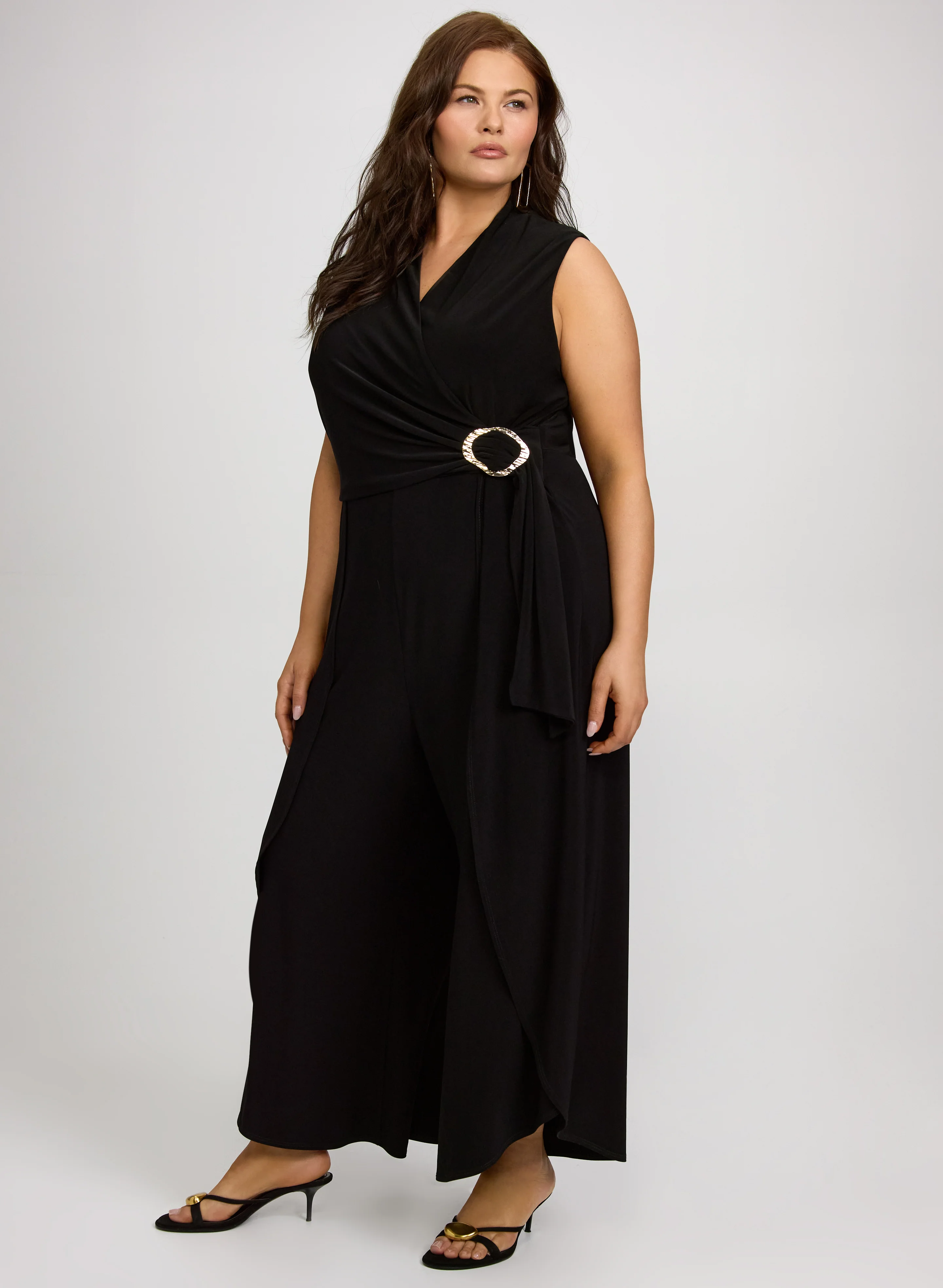 Melanie Lyne - Brooch Fastened Wrap-Over Jumpsuit - Image 2