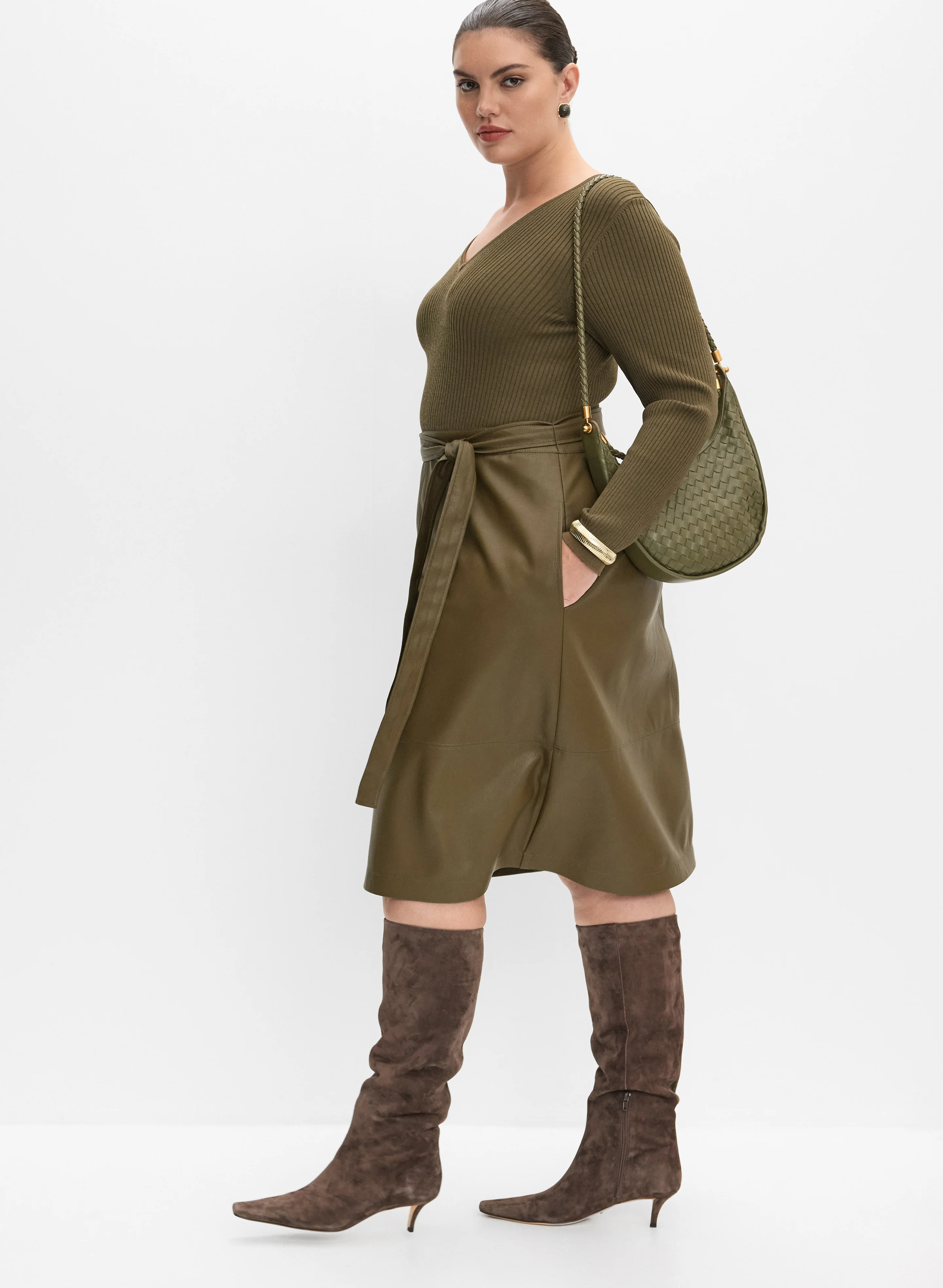 Melanie Lyne - Knit & Vegan Leather Dress - Image 2