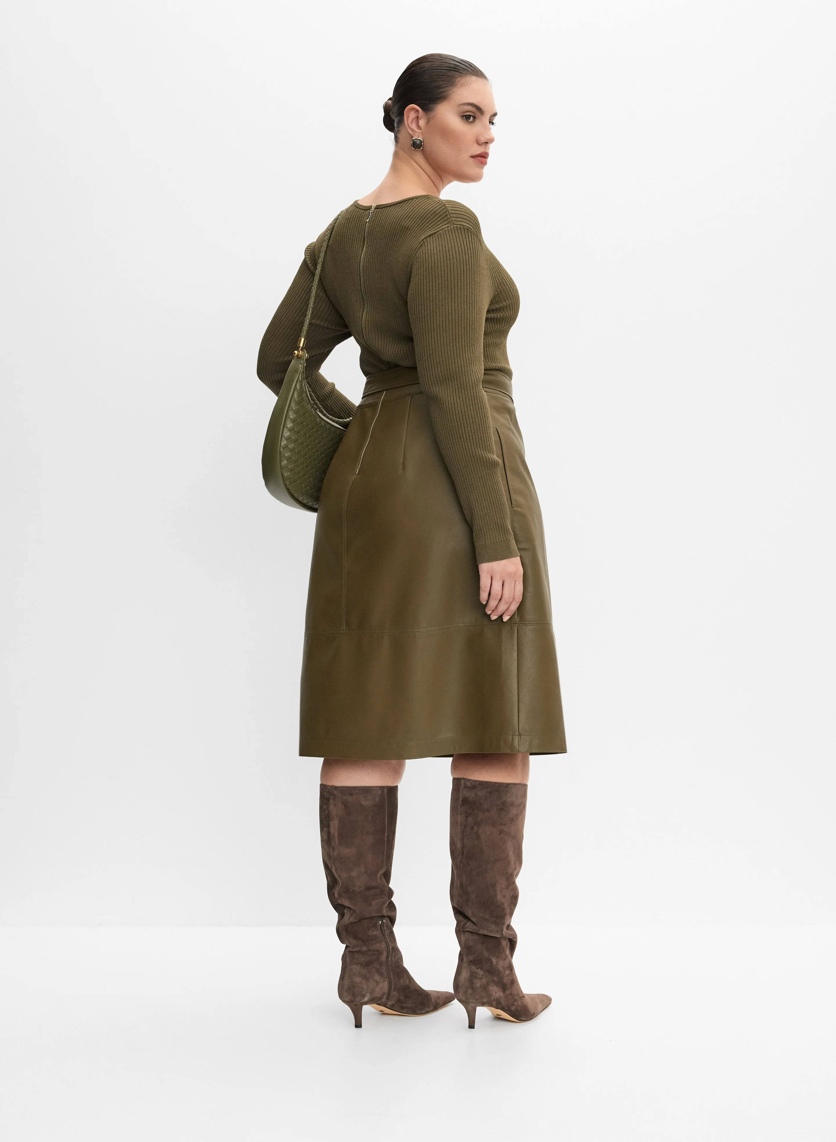 Melanie Lyne - Knit & Vegan Leather Dress - Image 3