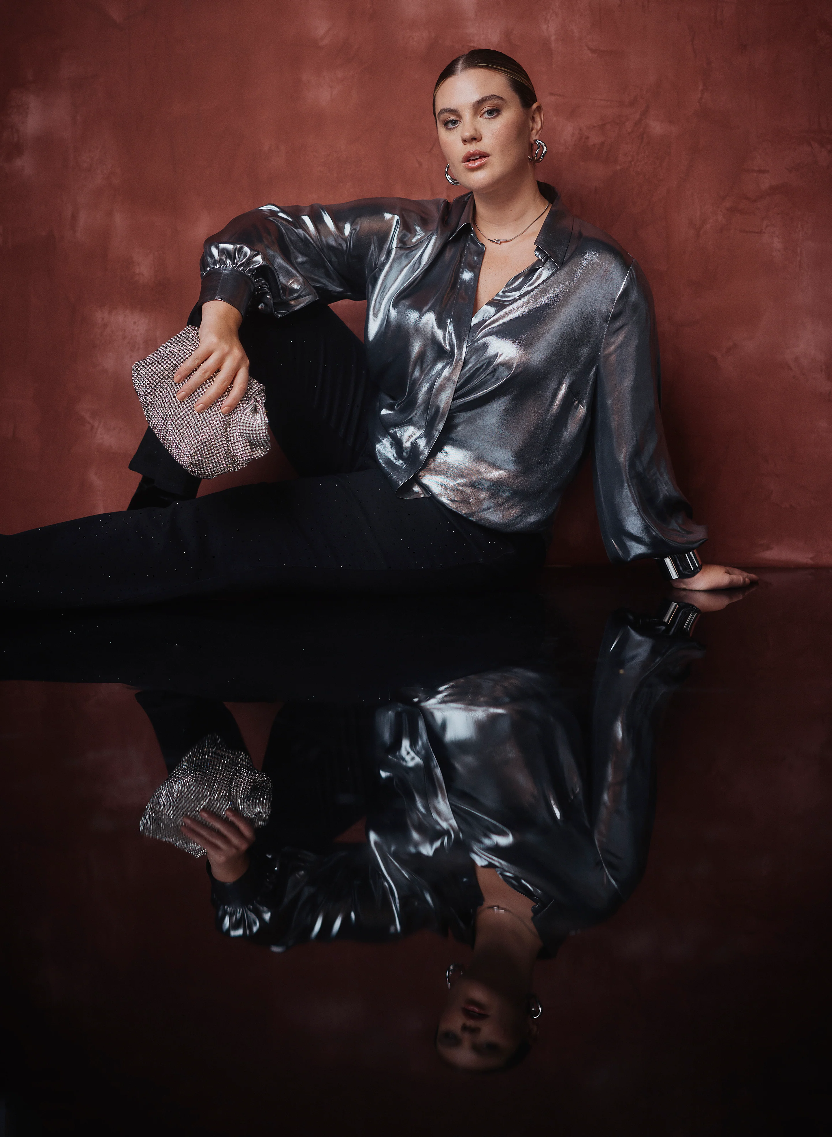 Melanie Lyne - Metallic Long Sleeve Blouse - Image 8