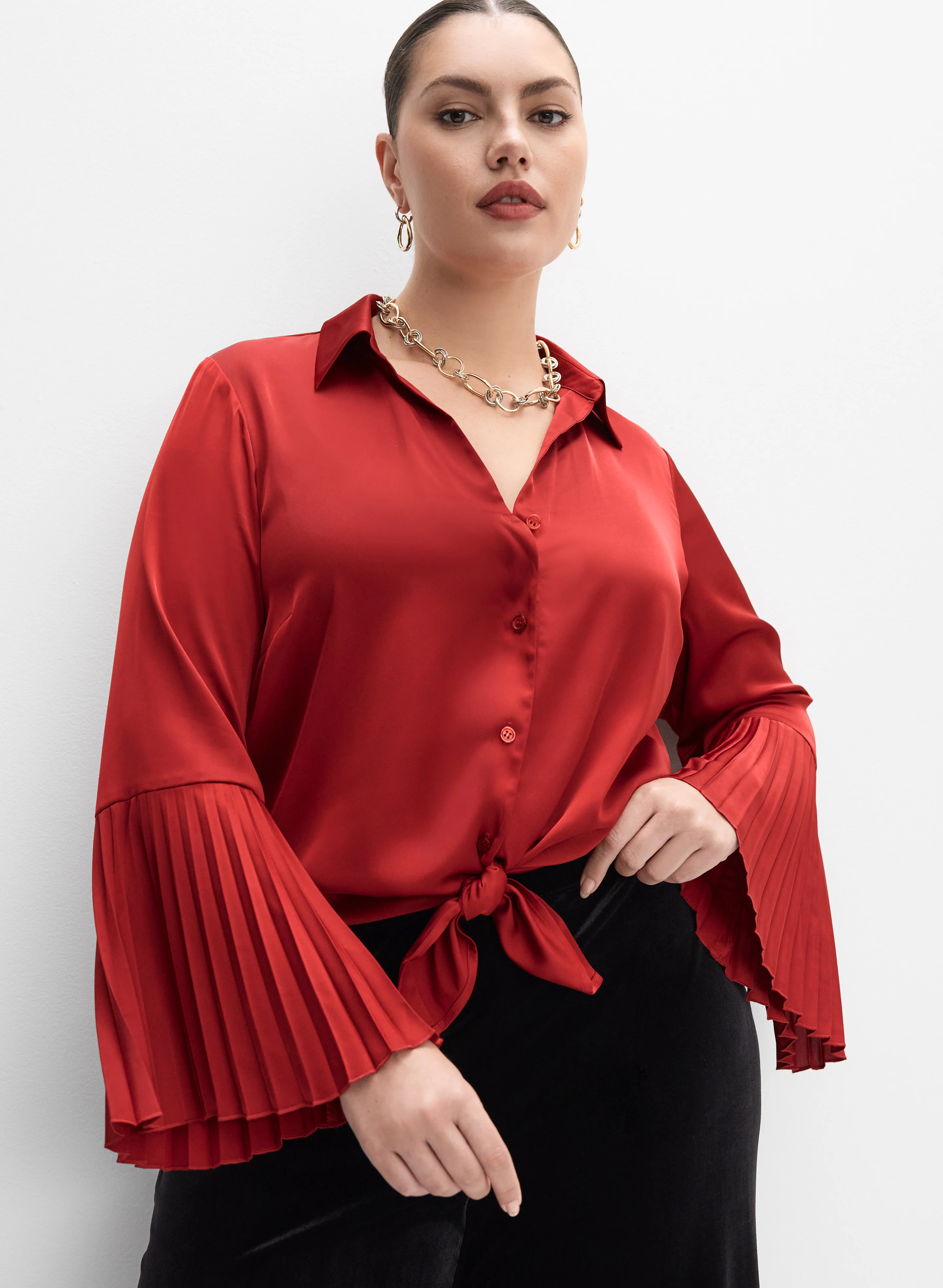 Melanie Lyne - Plissé Sleeve Blouse