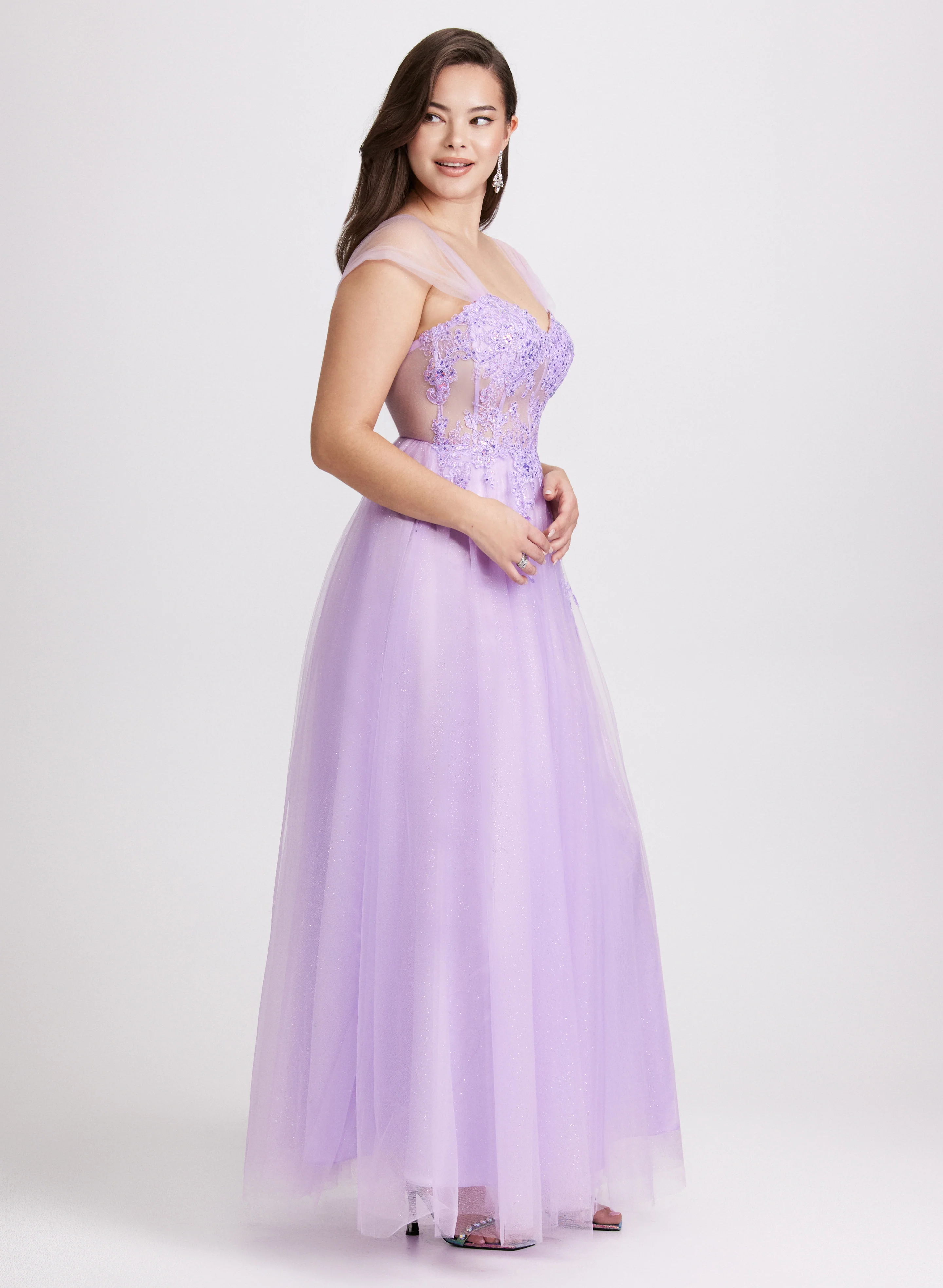 Mesh Floral Bodice Gown - Image 4