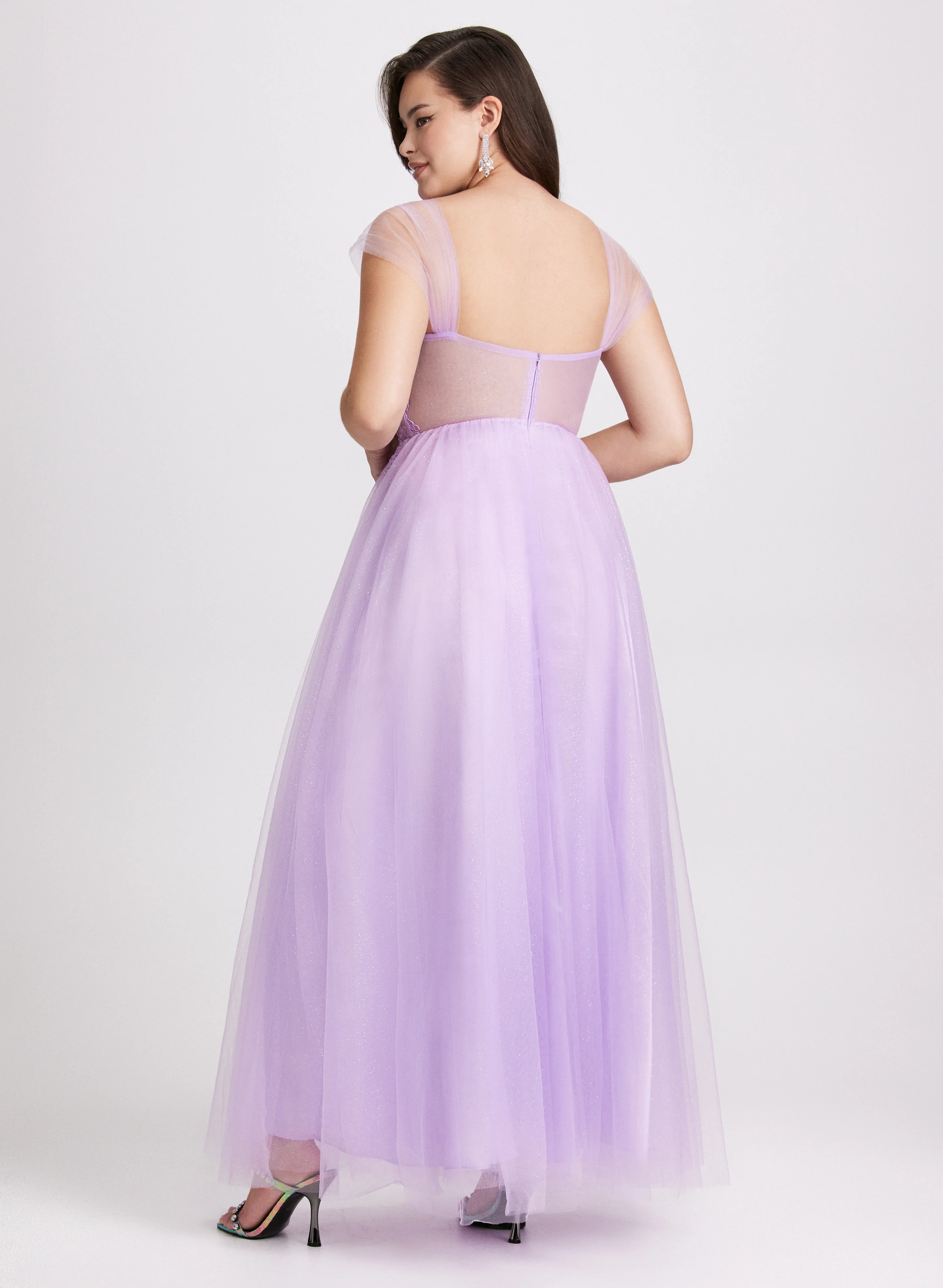 Mesh Floral Bodice Gown - Image 5