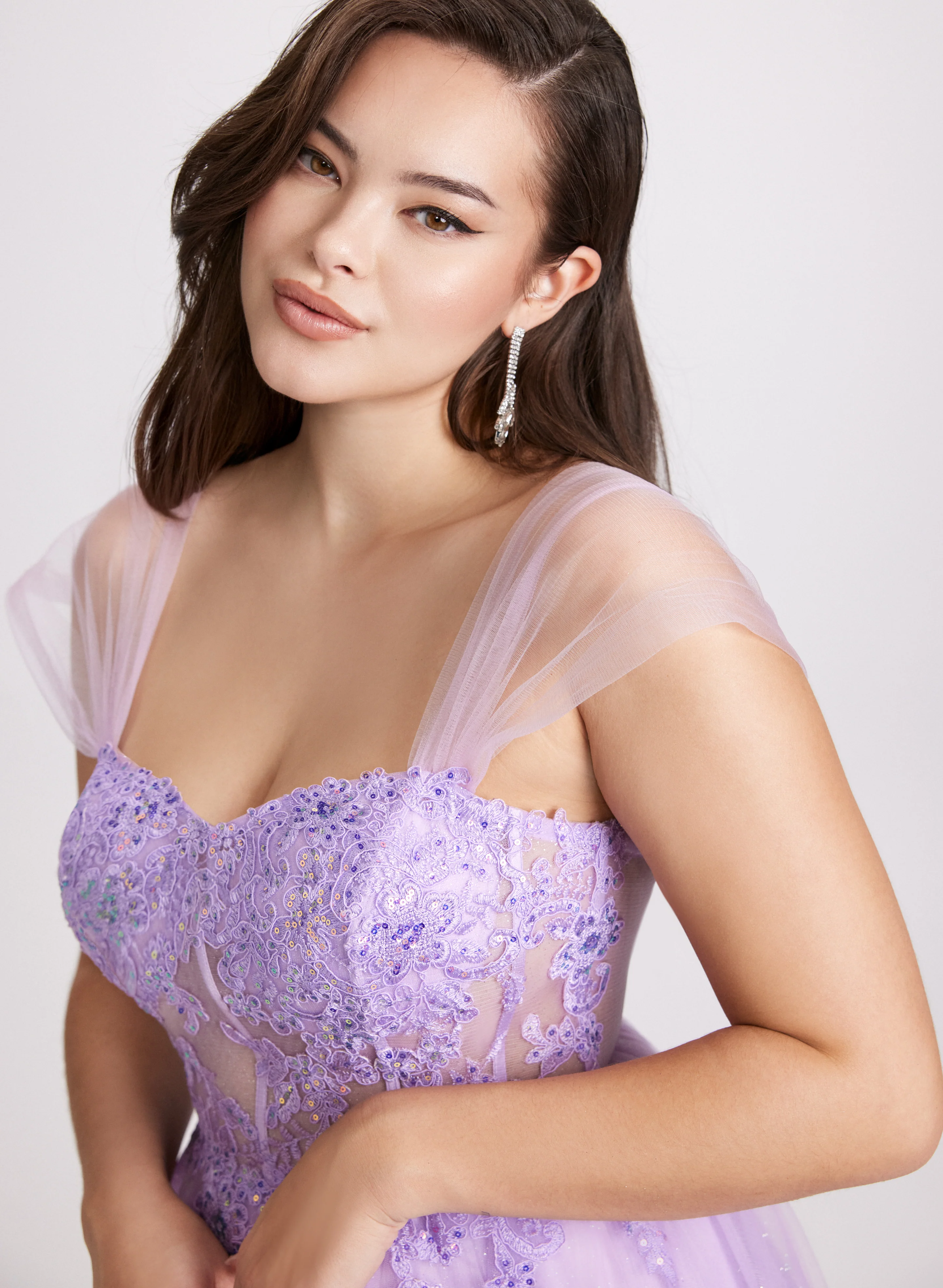 Mesh Floral Bodice Gown - Image 6