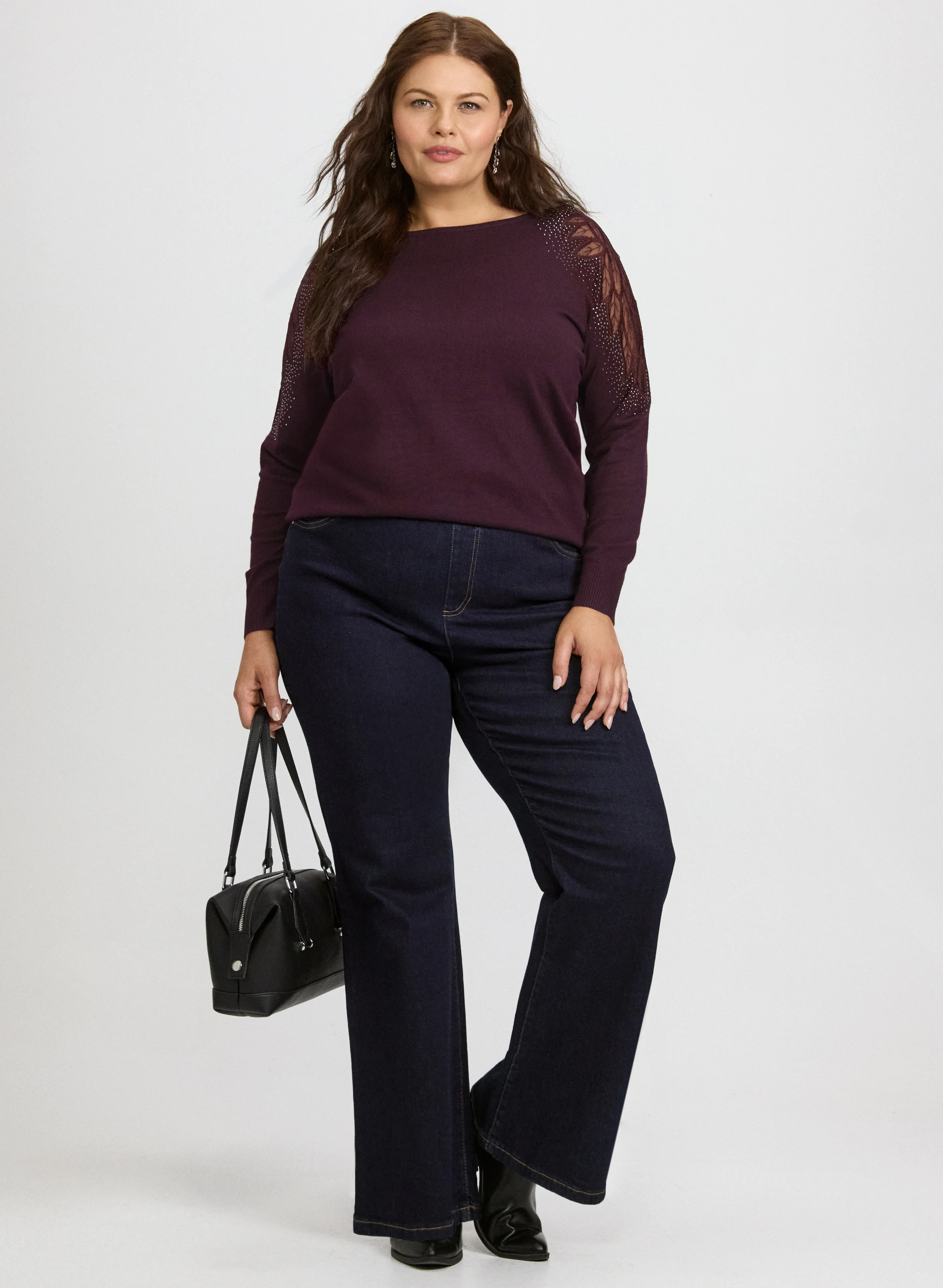 Mesh & Rhinestone Sleeve Sweater - Image 3