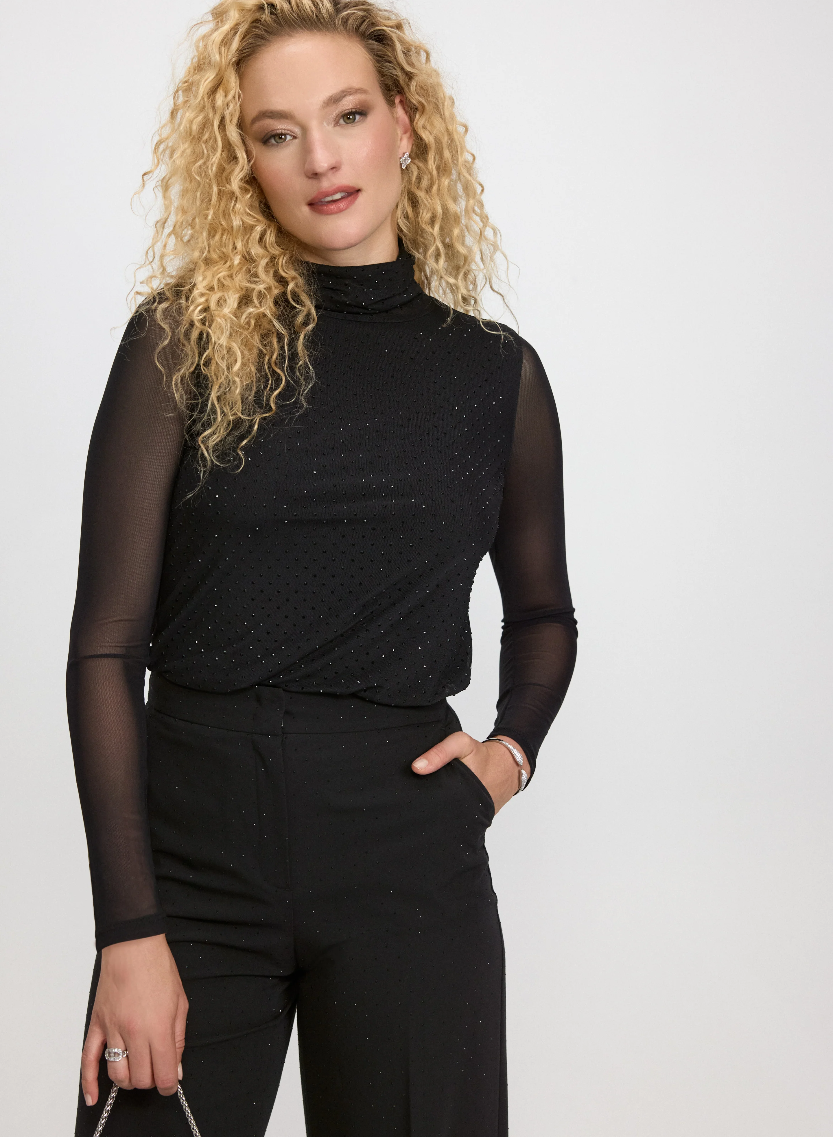 Mesh Tonal Embellished Top