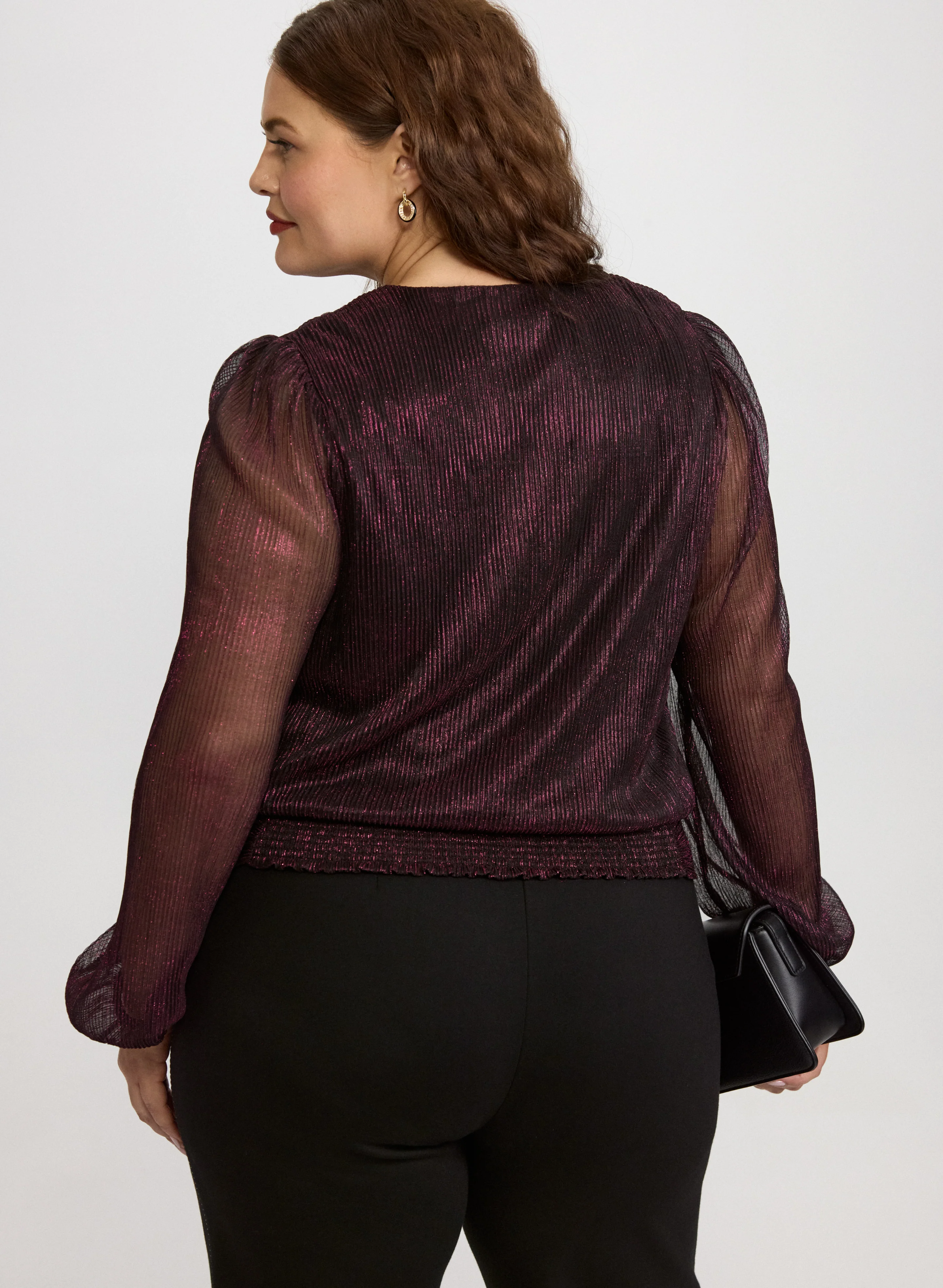 Metallic Balloon Sleeve Top - Image 4