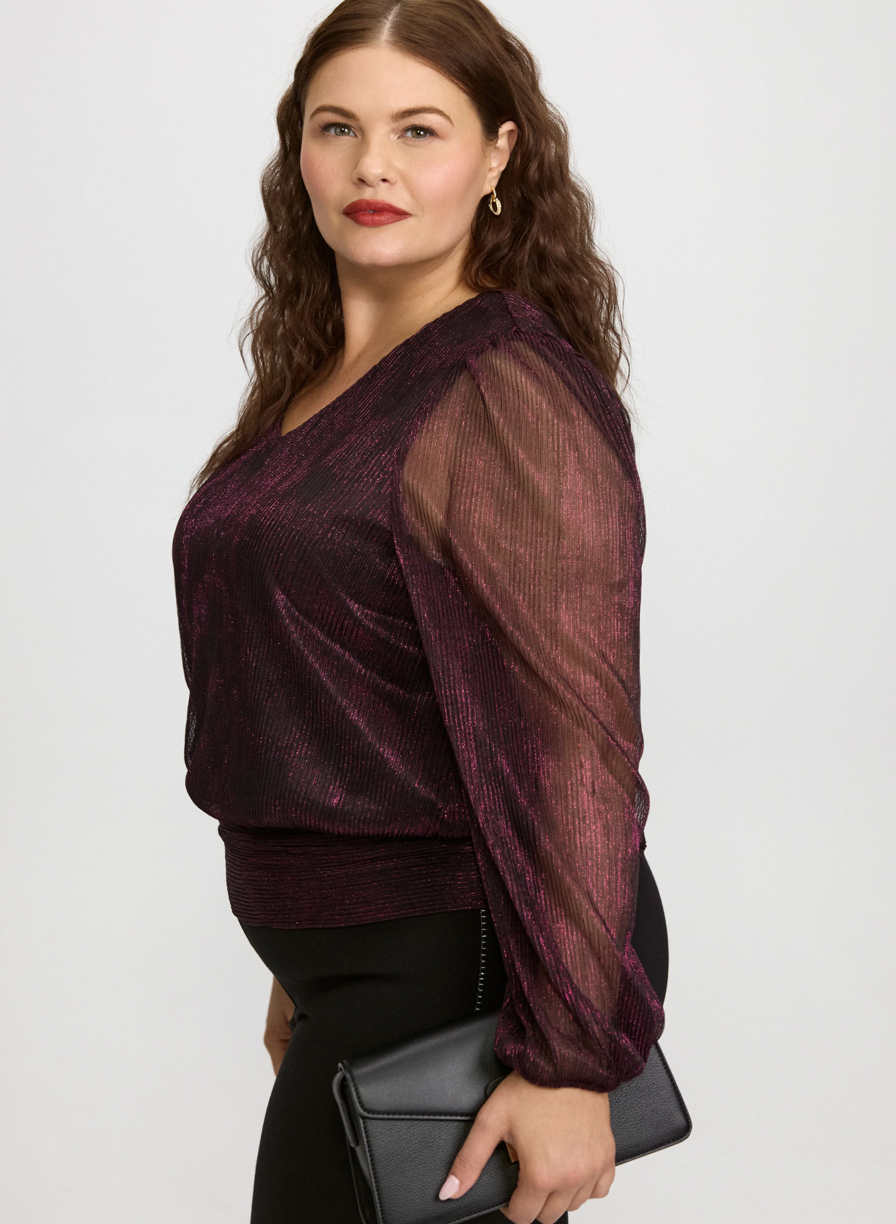 Metallic Balloon Sleeve Top - Image 5