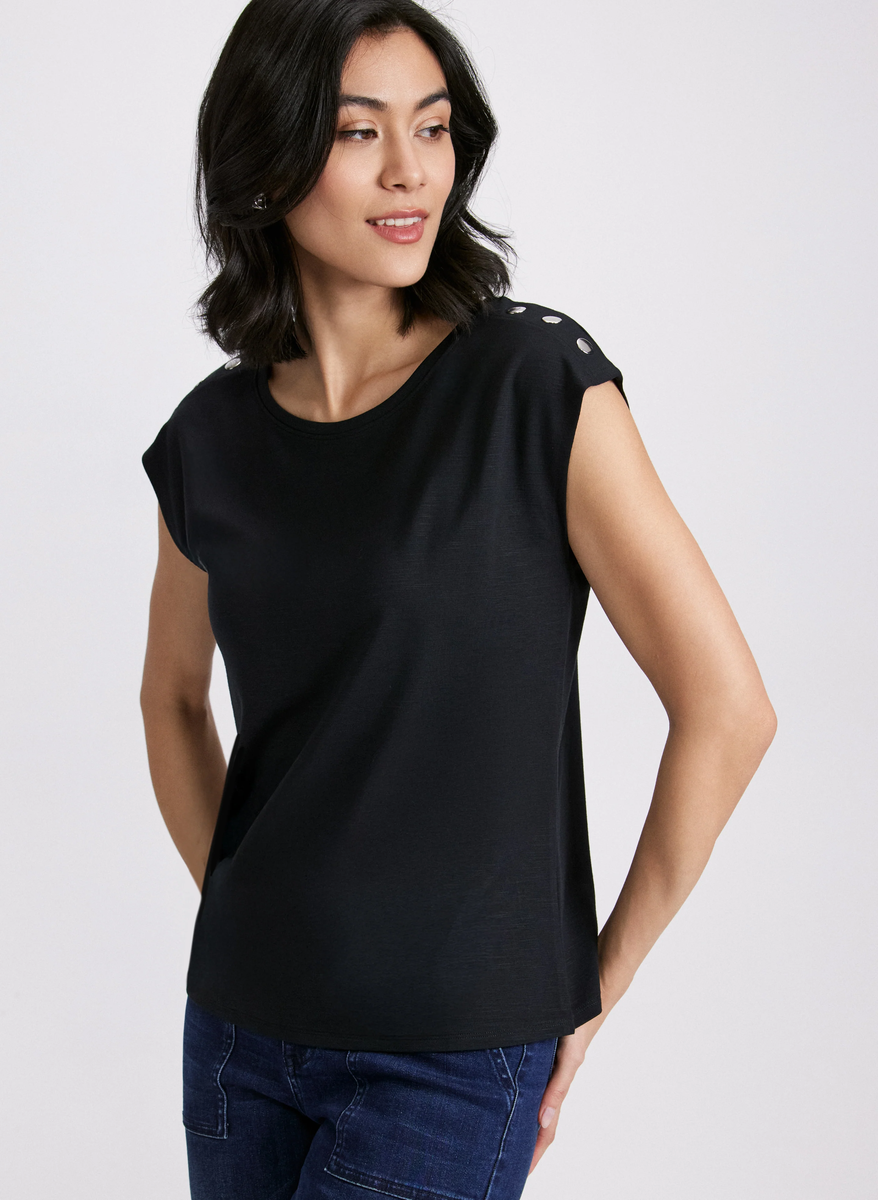 Metallic Button T-Shirt - Image 4