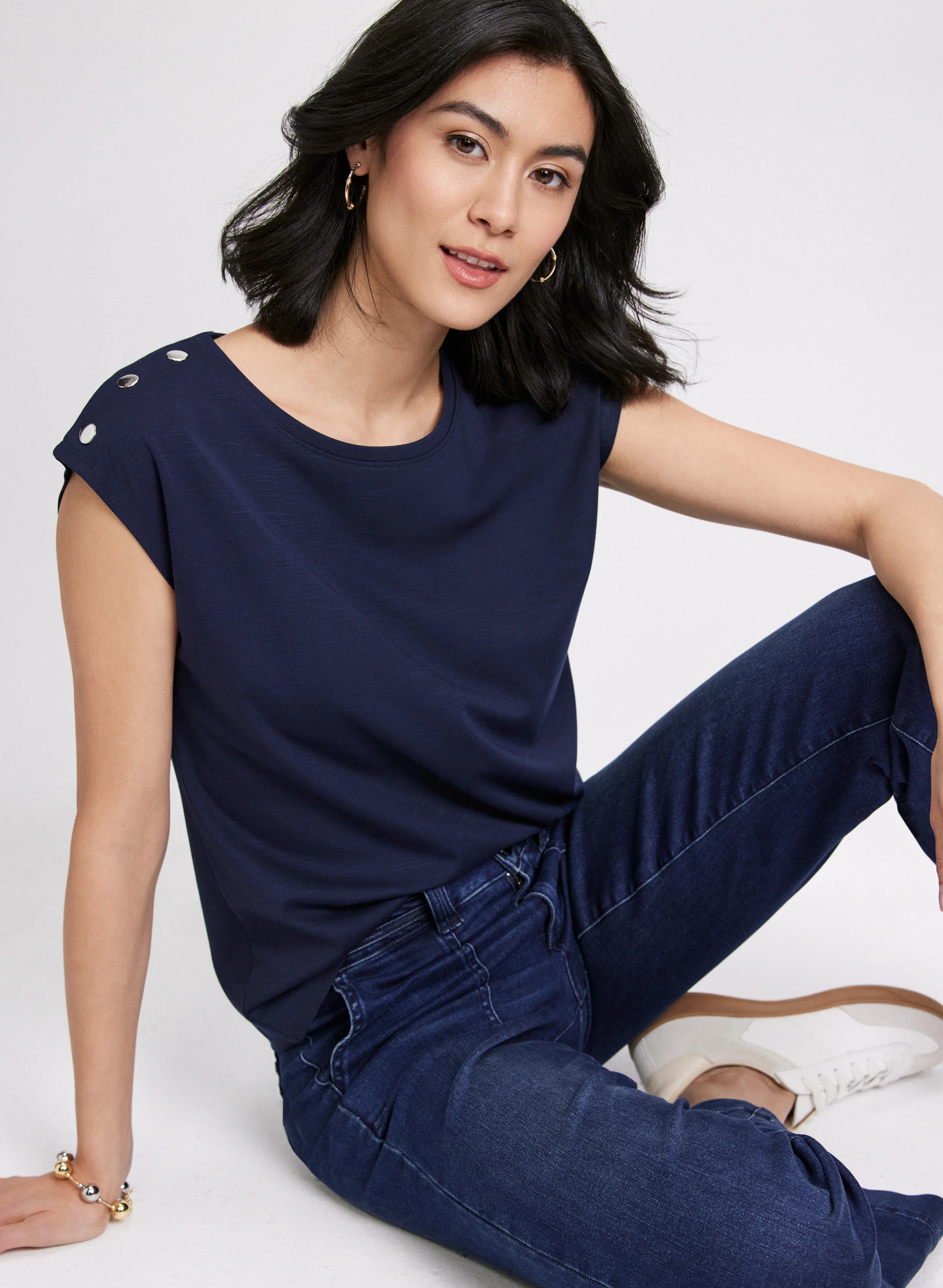 Metallic Button T-Shirt - Image 5