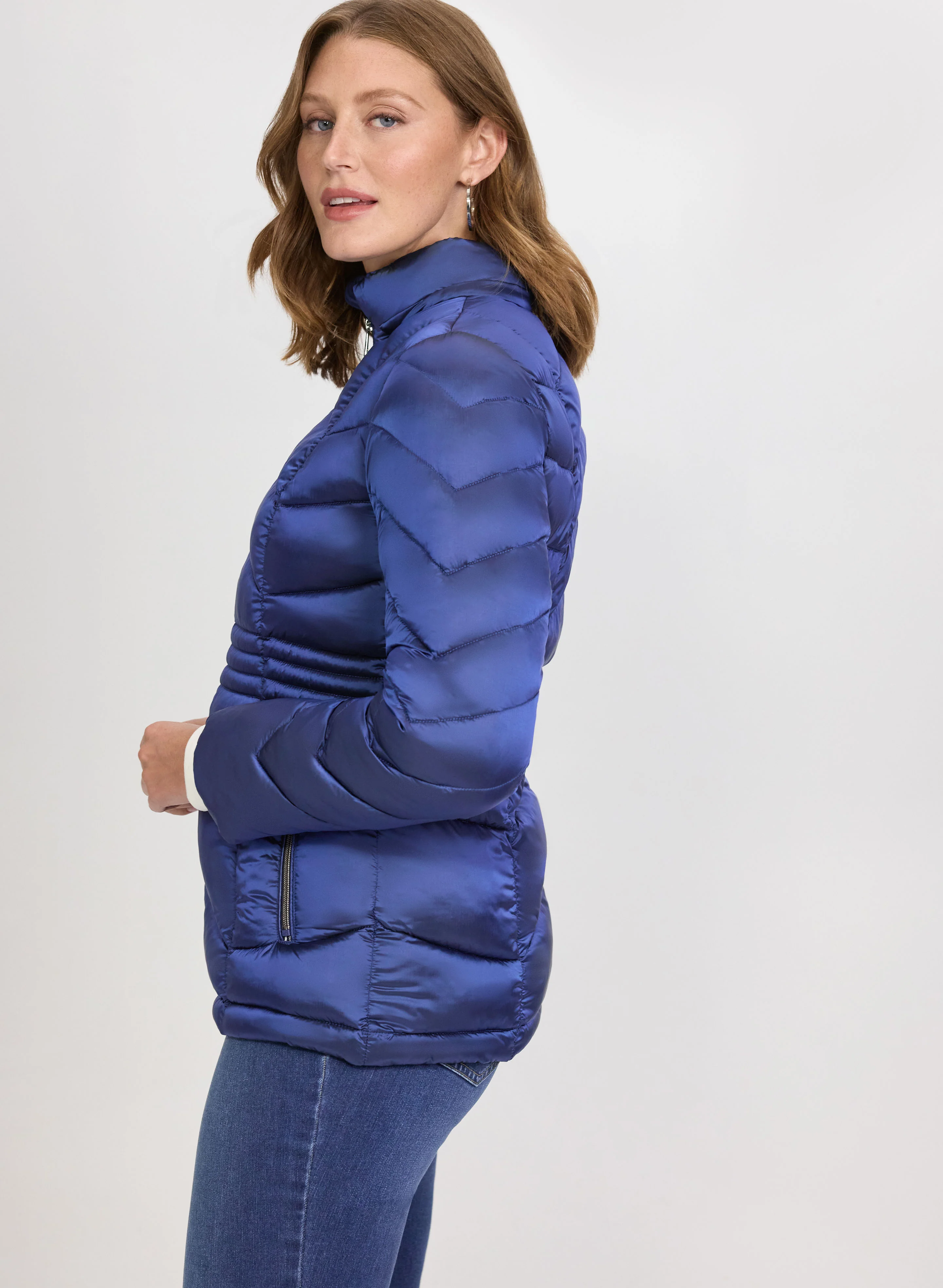 Metallic Chevron Quilted Jacket - Image 5