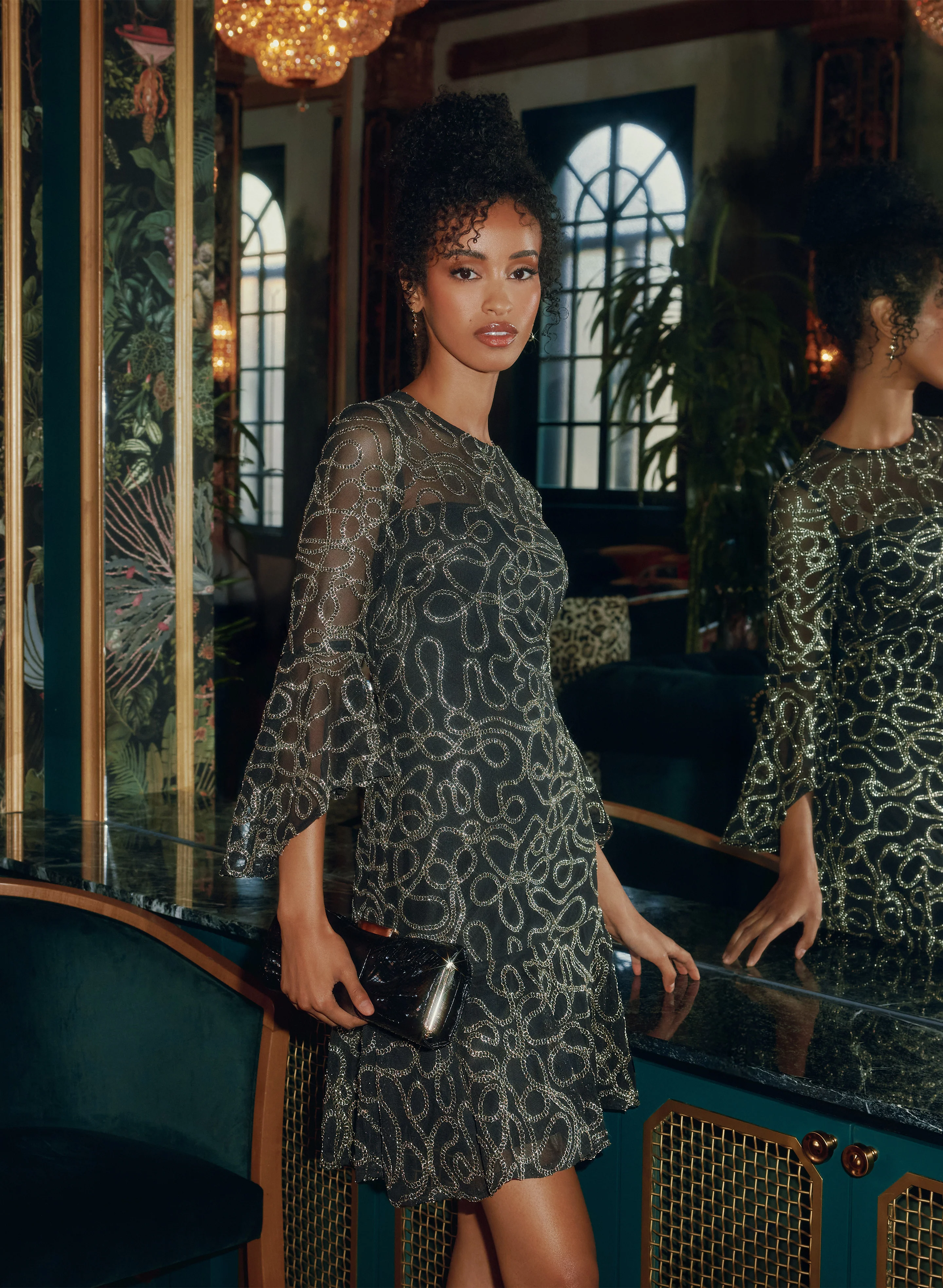 Metallic Embroidered Dress - Image 3