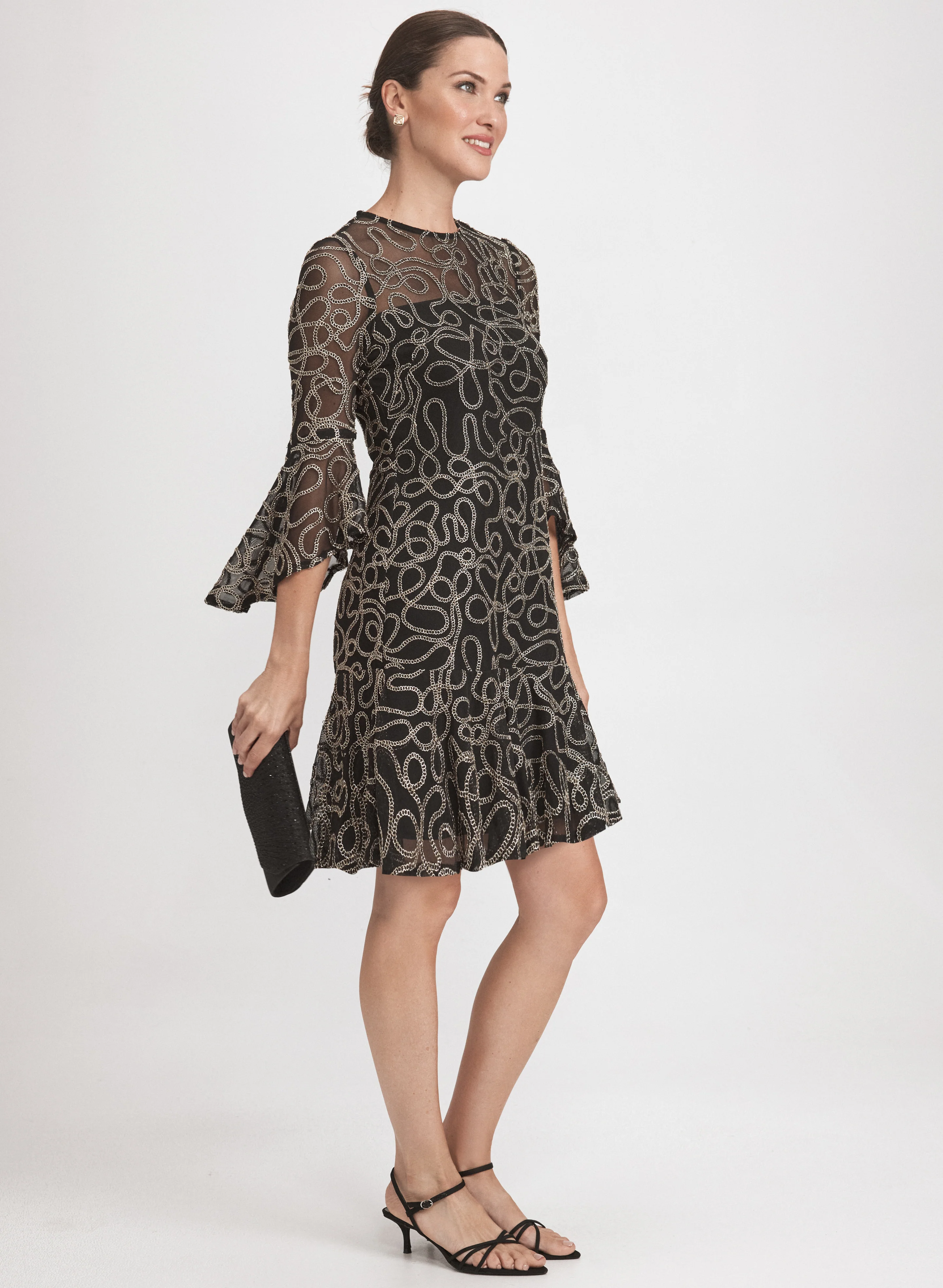 Metallic Embroidered Dress - Image 4