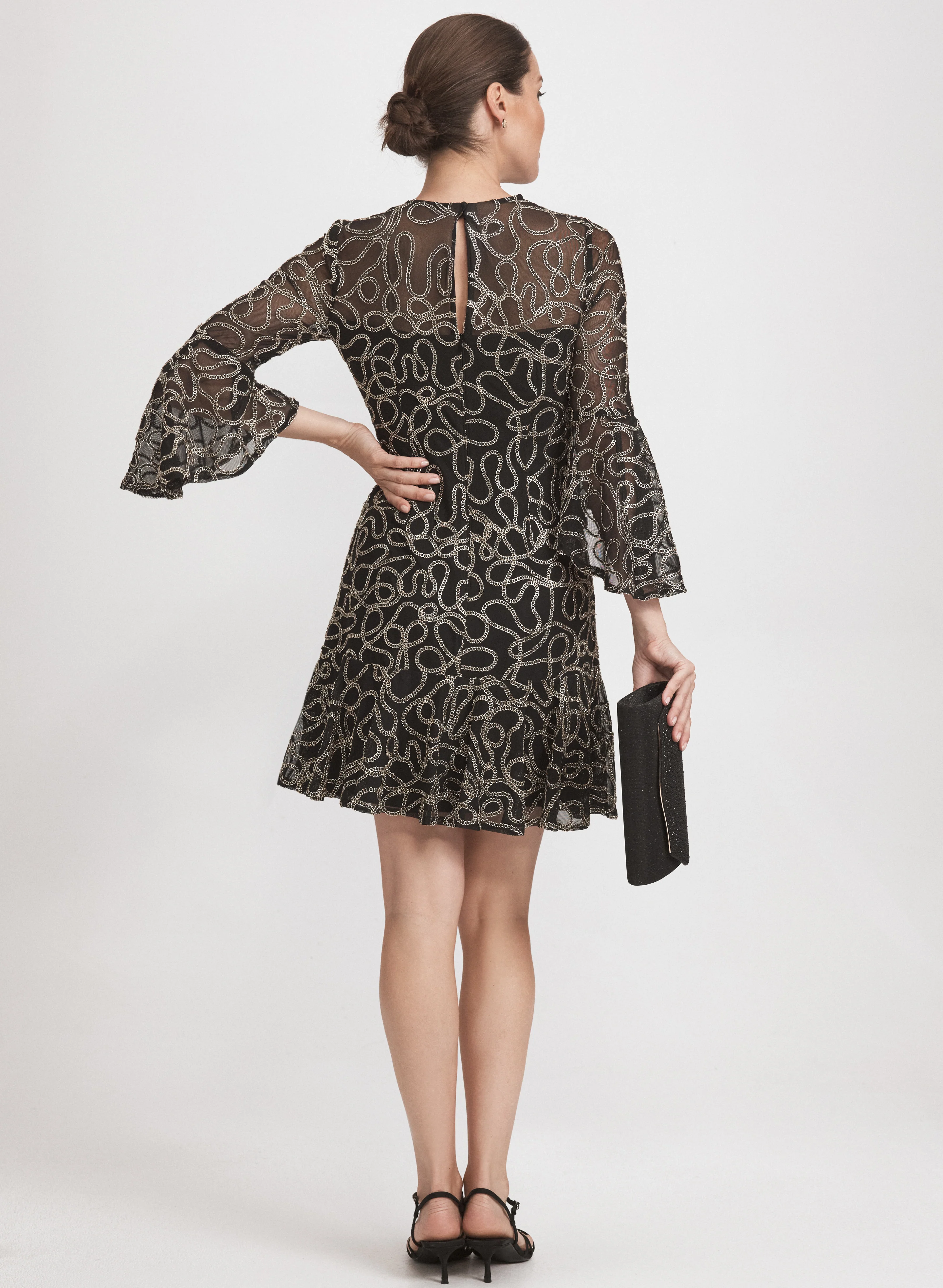 Metallic Embroidered Dress - Image 5