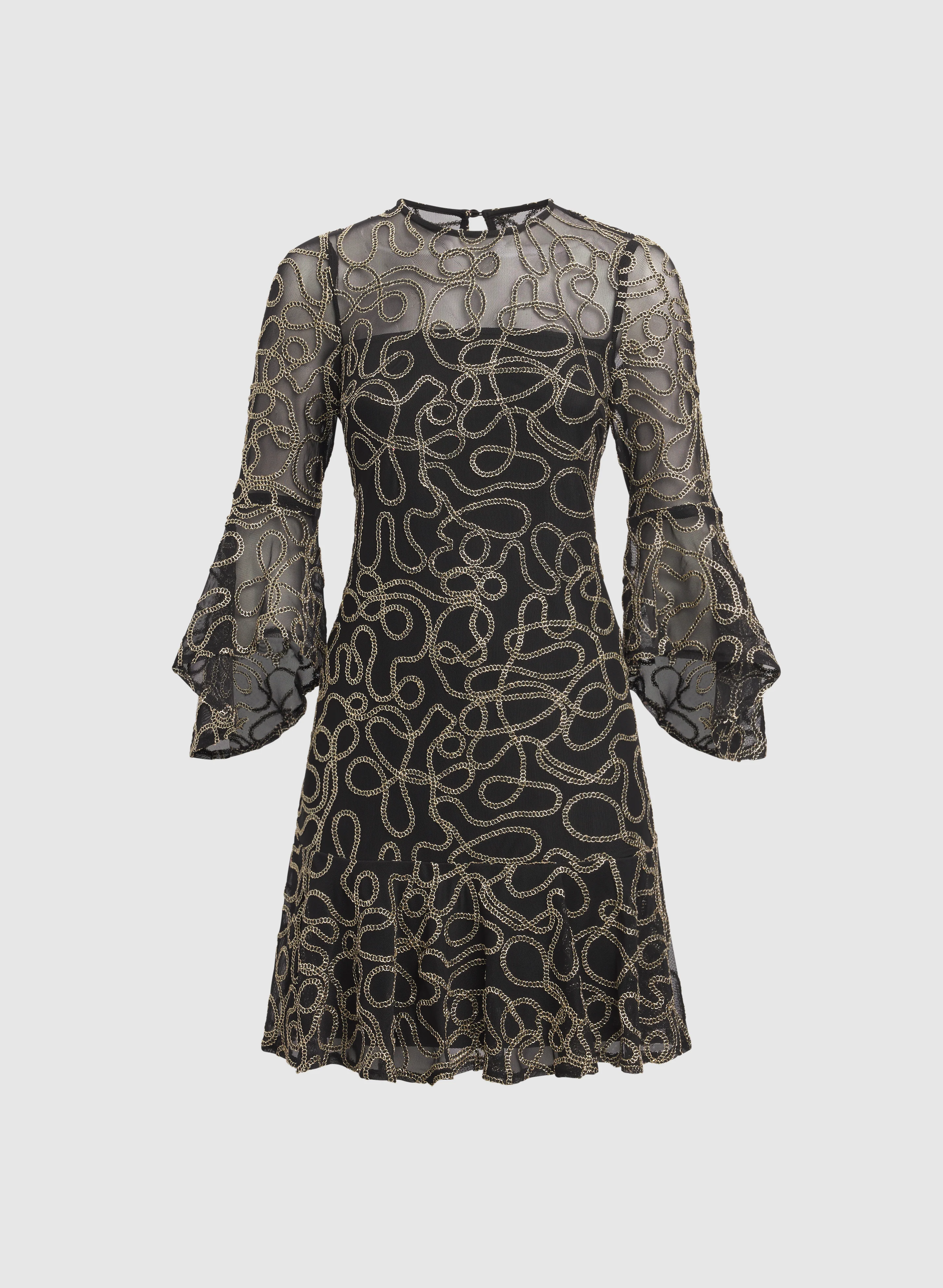 Metallic Embroidered Dress - Image 8