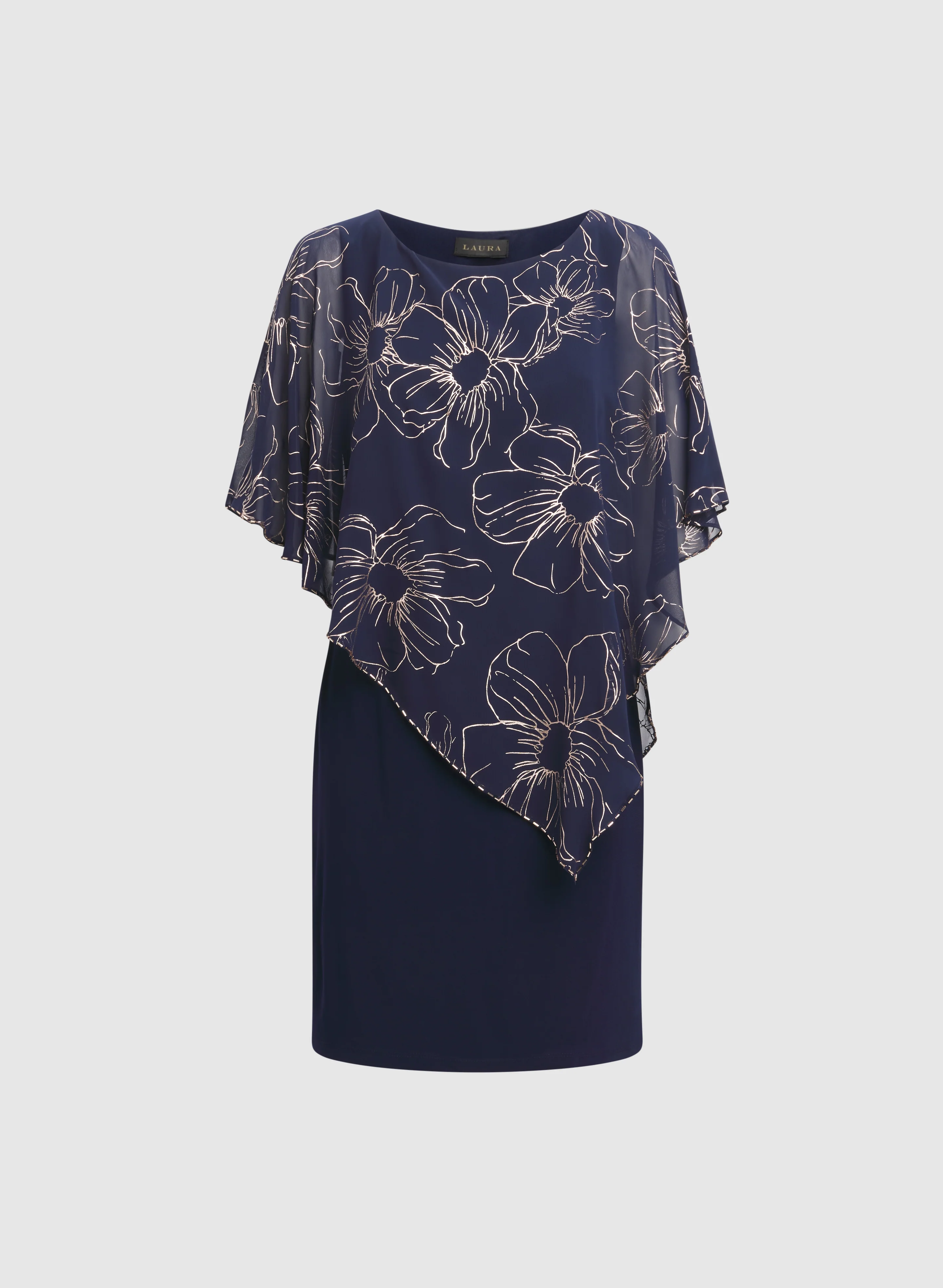Metallic Floral Capelet Dress - Image 5