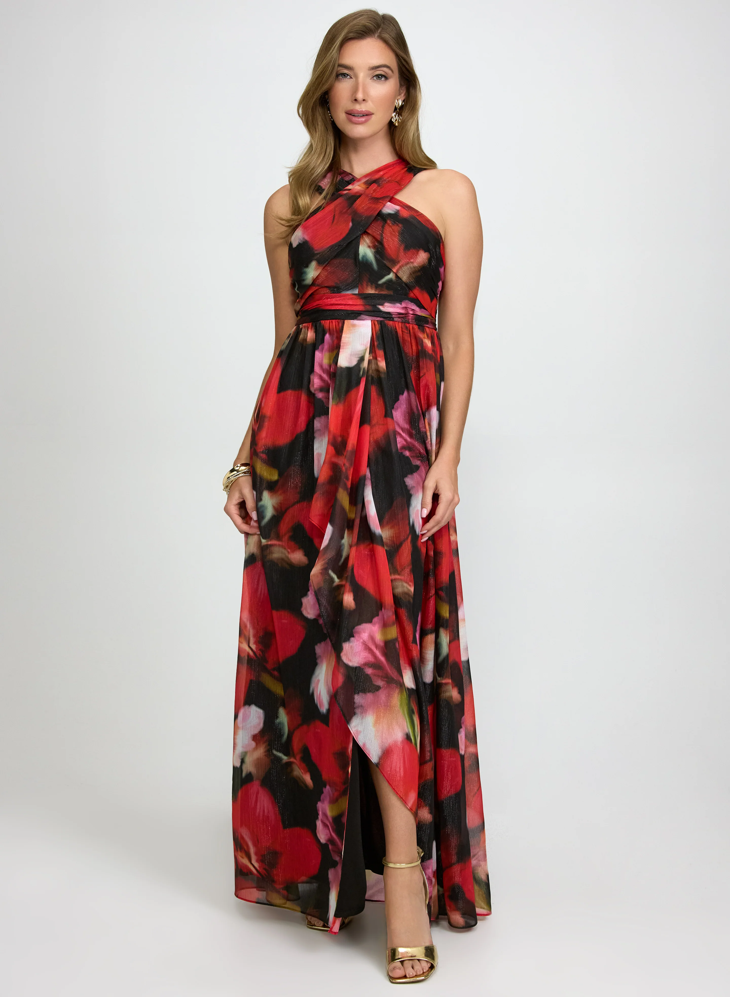 Metallic Floral Dress