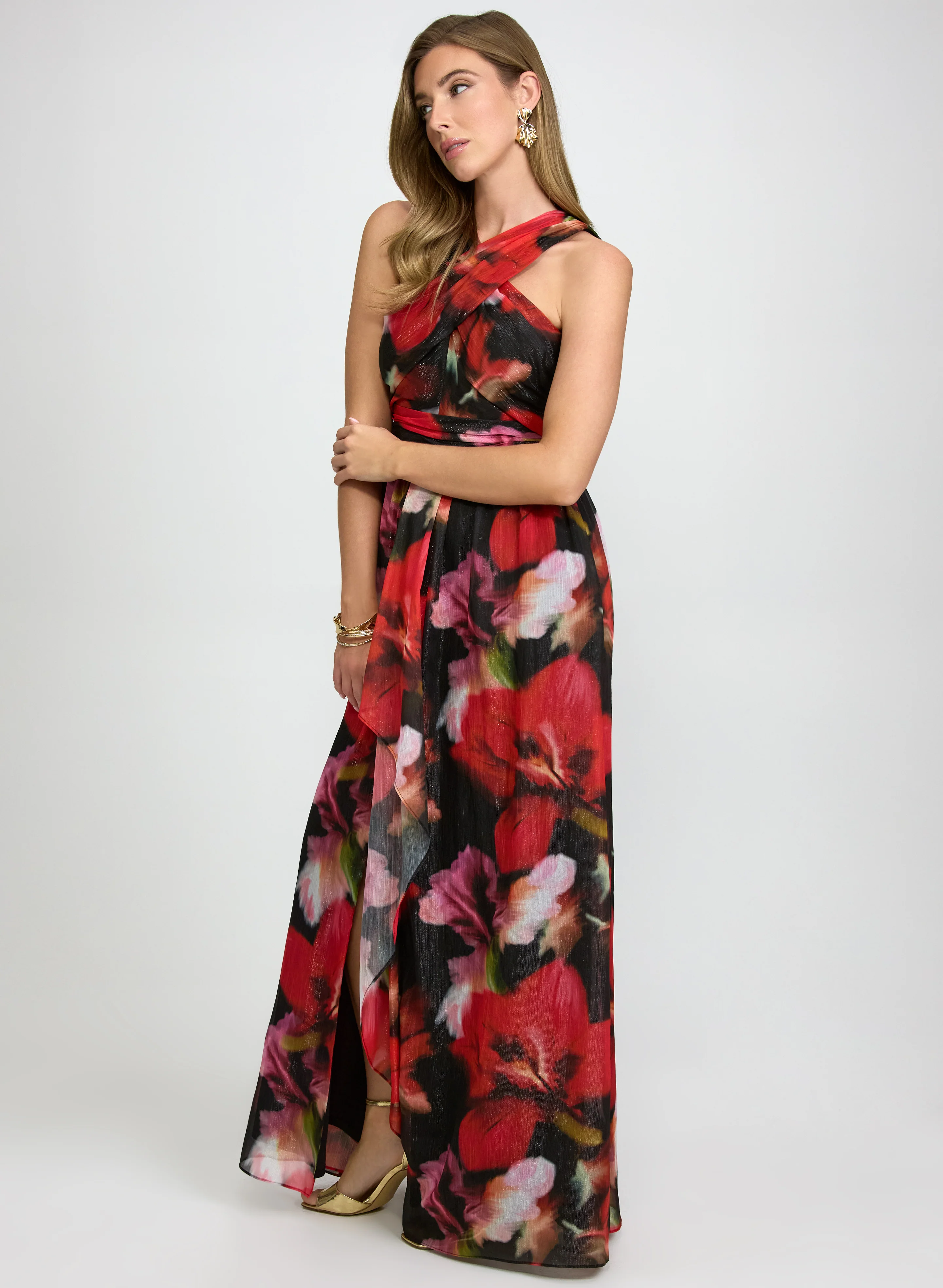 Metallic Floral Dress - Image 2