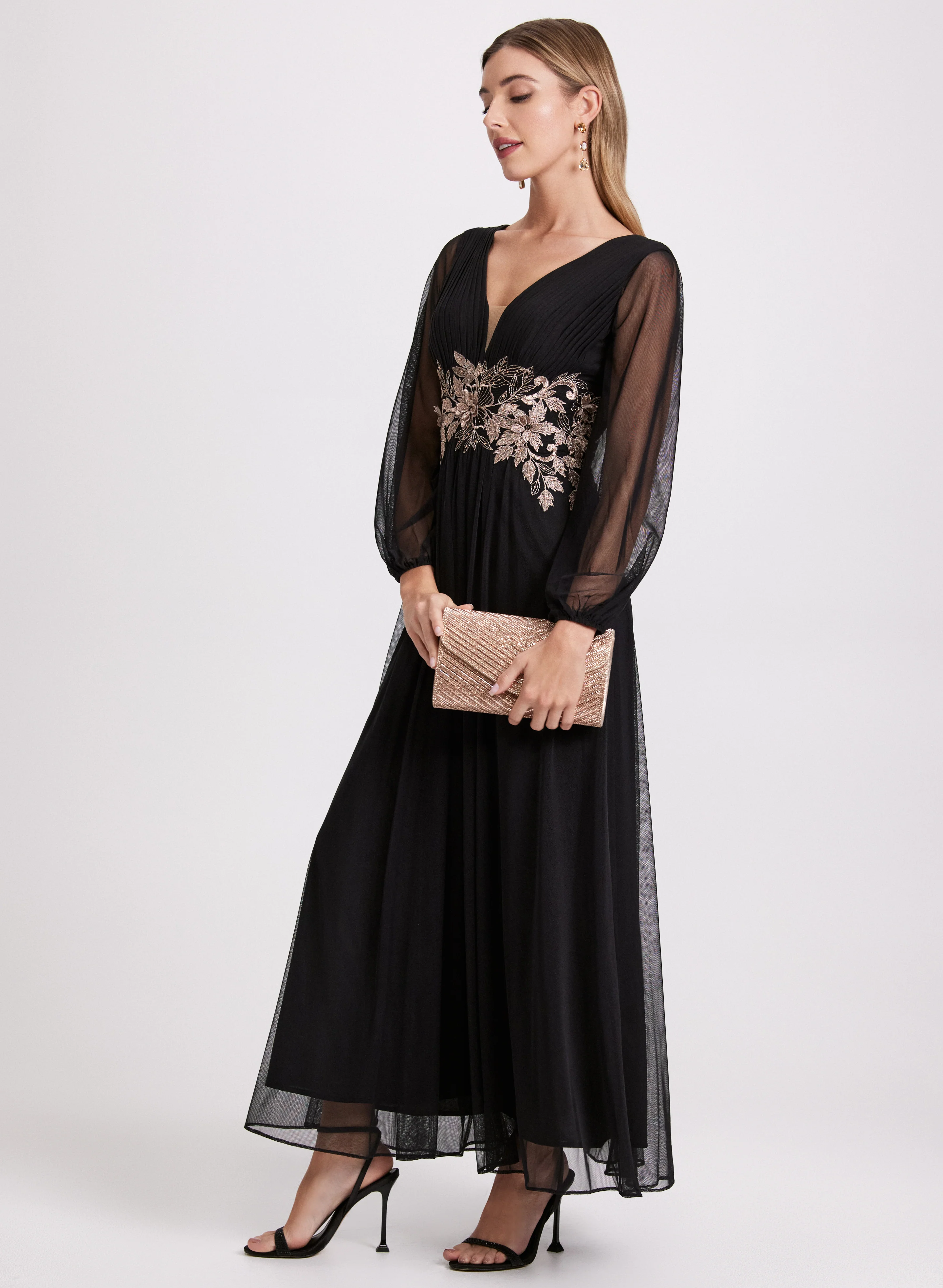 Metallic Floral Embroidered Dress - Image 2