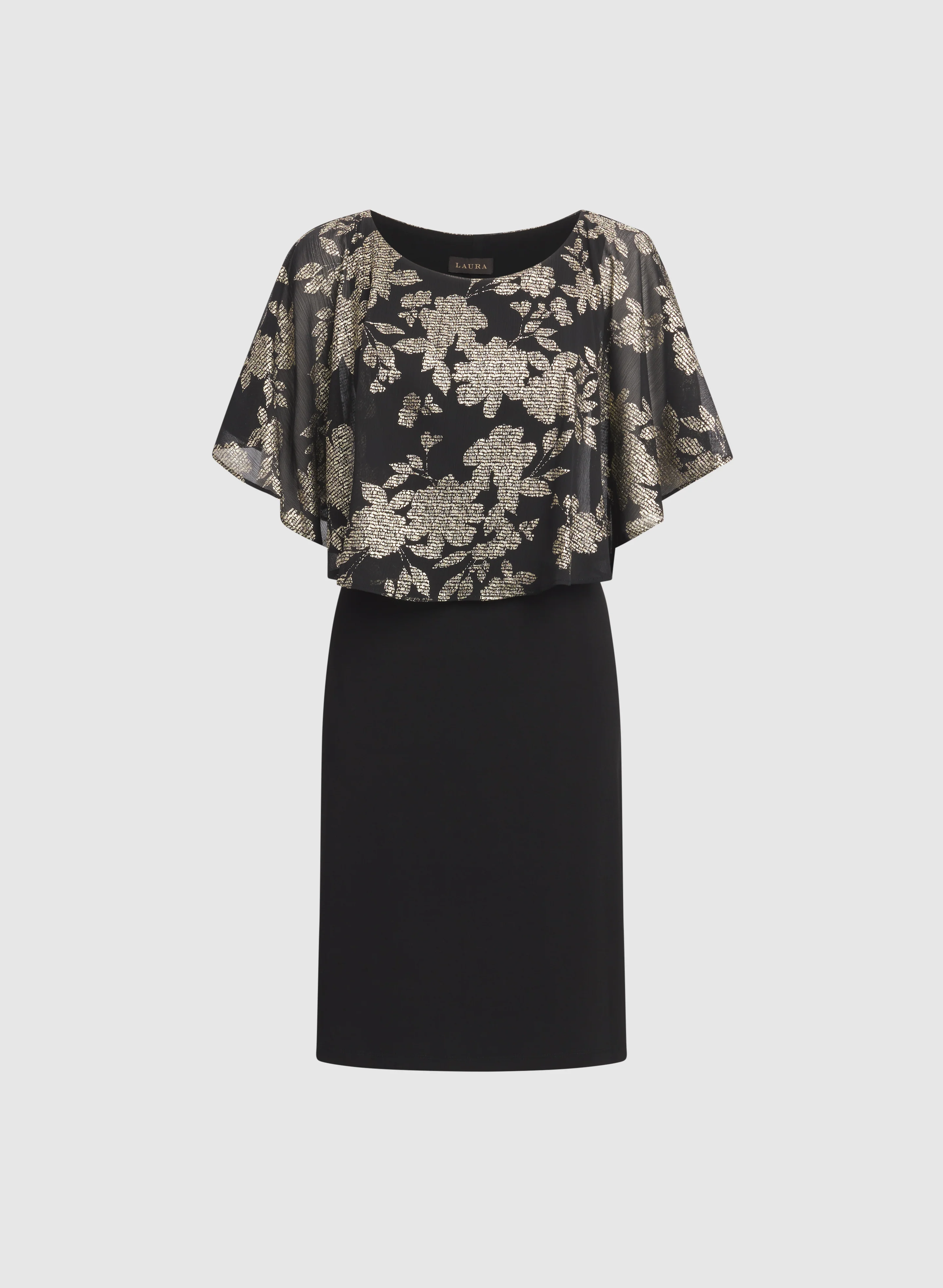 Metallic Floral Overlay Dress - Image 6