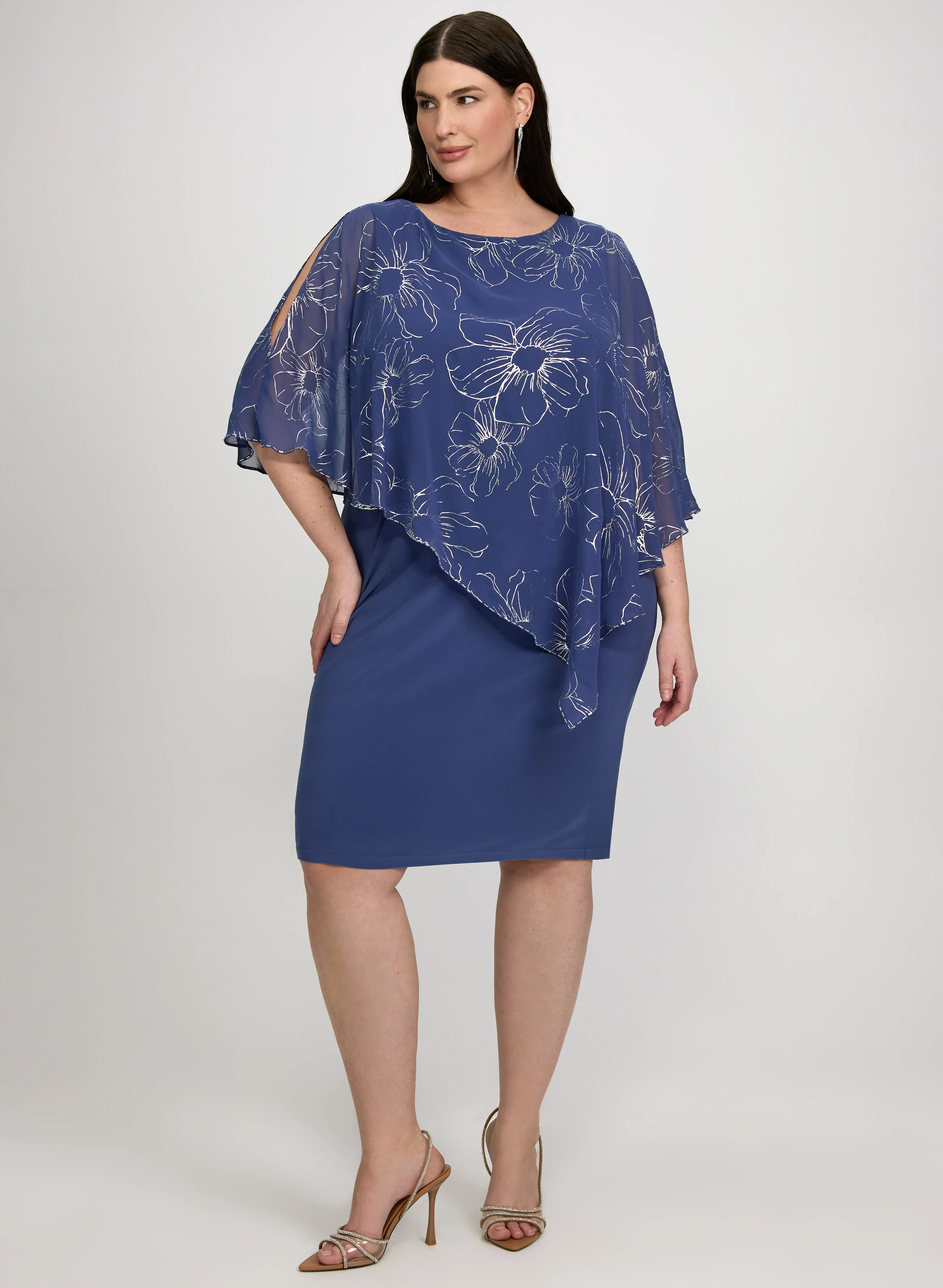 Metallic Floral Overlay Dress