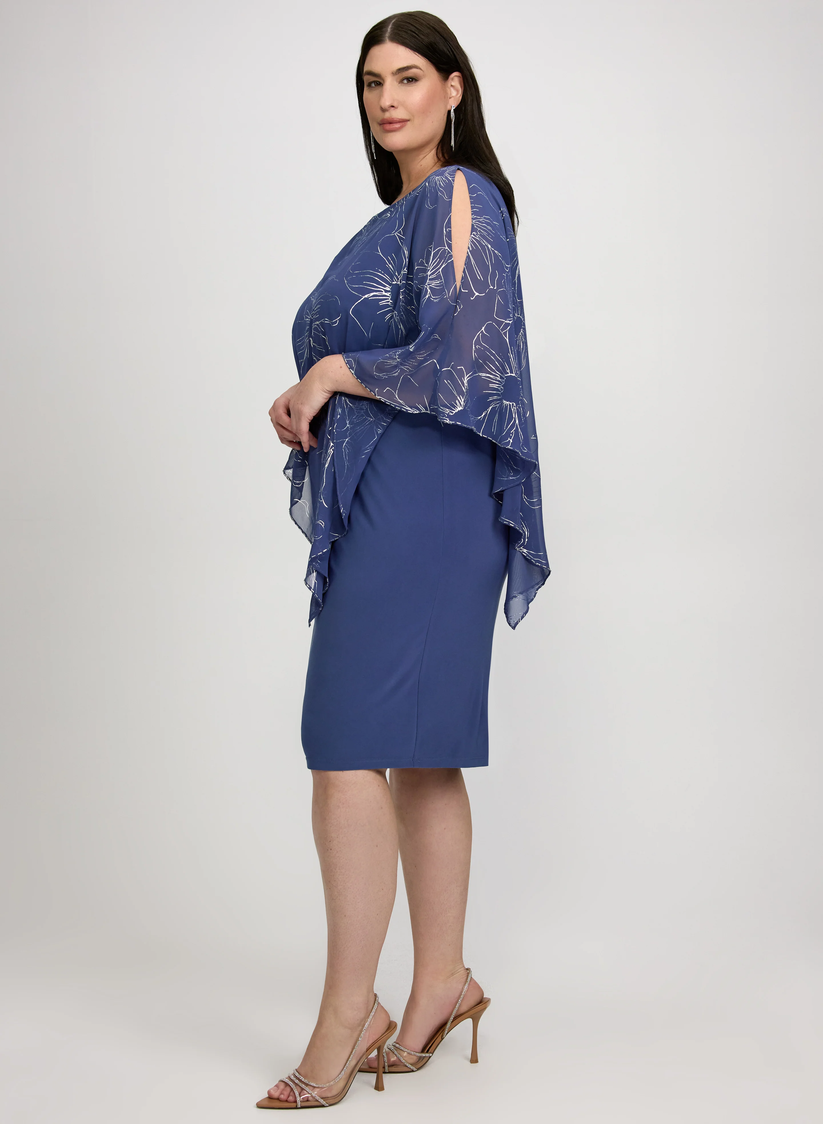 Metallic Floral Overlay Dress - Image 3