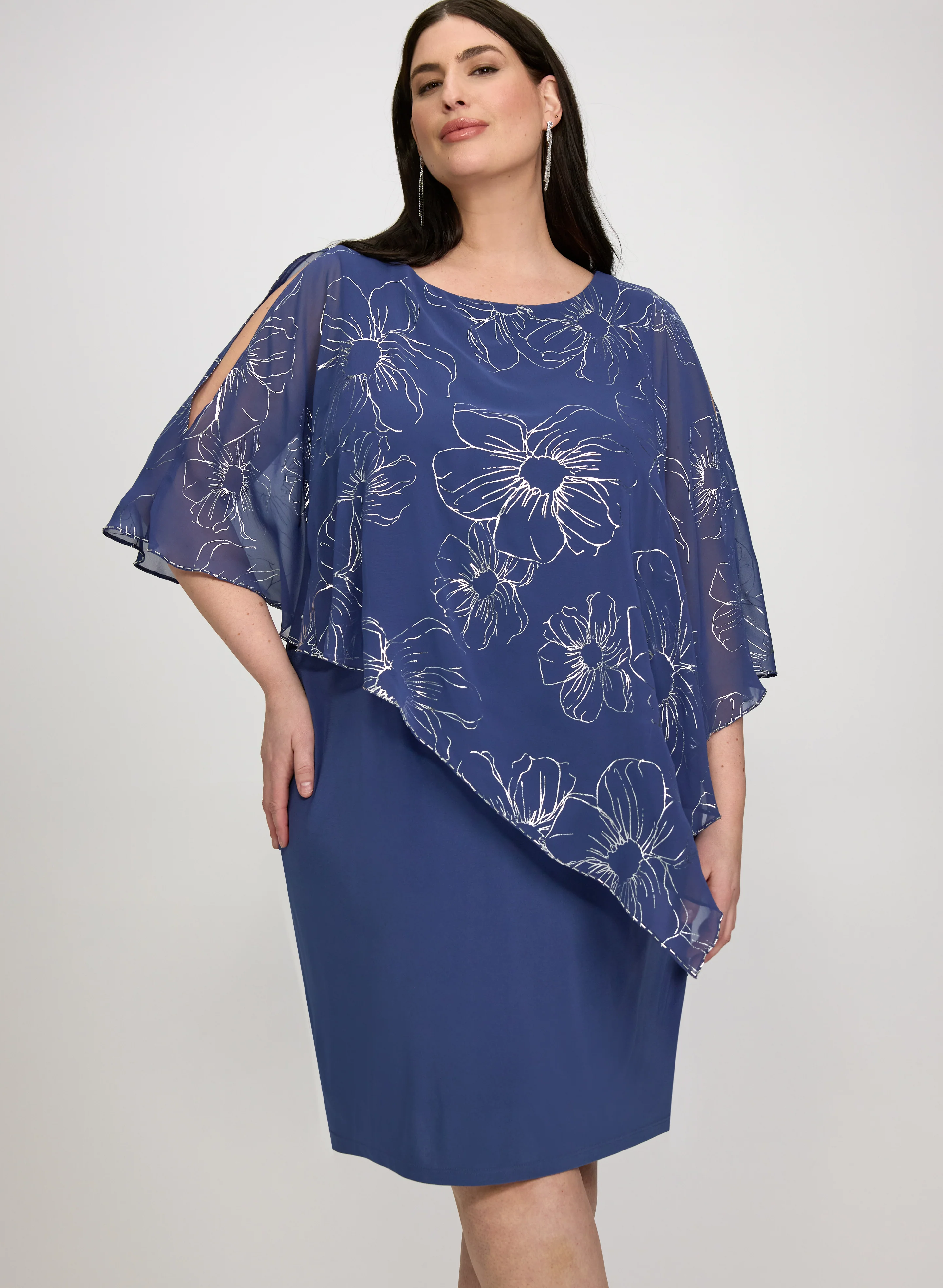 Metallic Floral Overlay Dress - Image 4