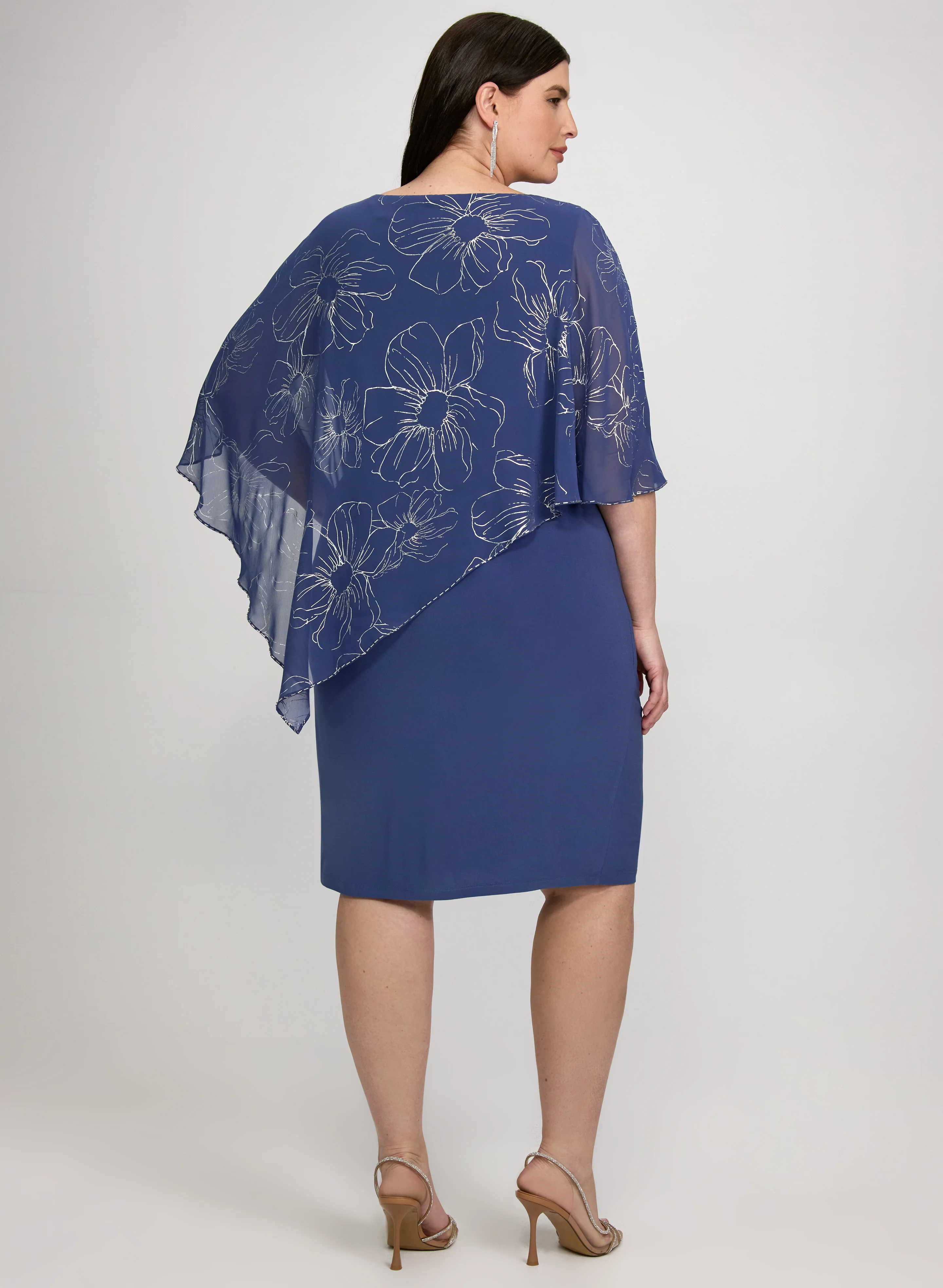 Metallic Floral Overlay Dress - Image 5